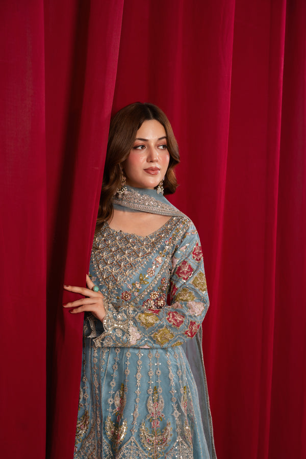 Zarlish ice blue maxi