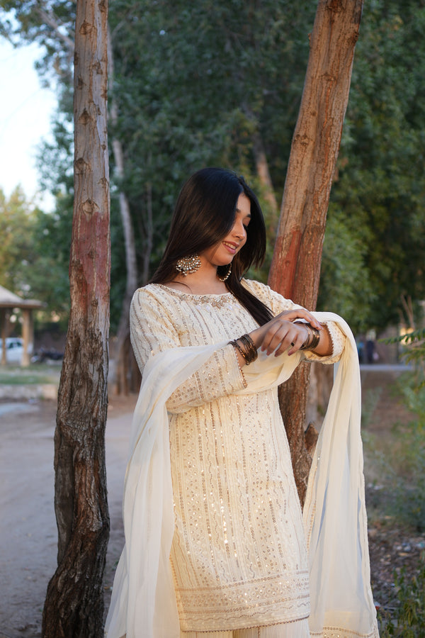 Serene pearl white crush palazo