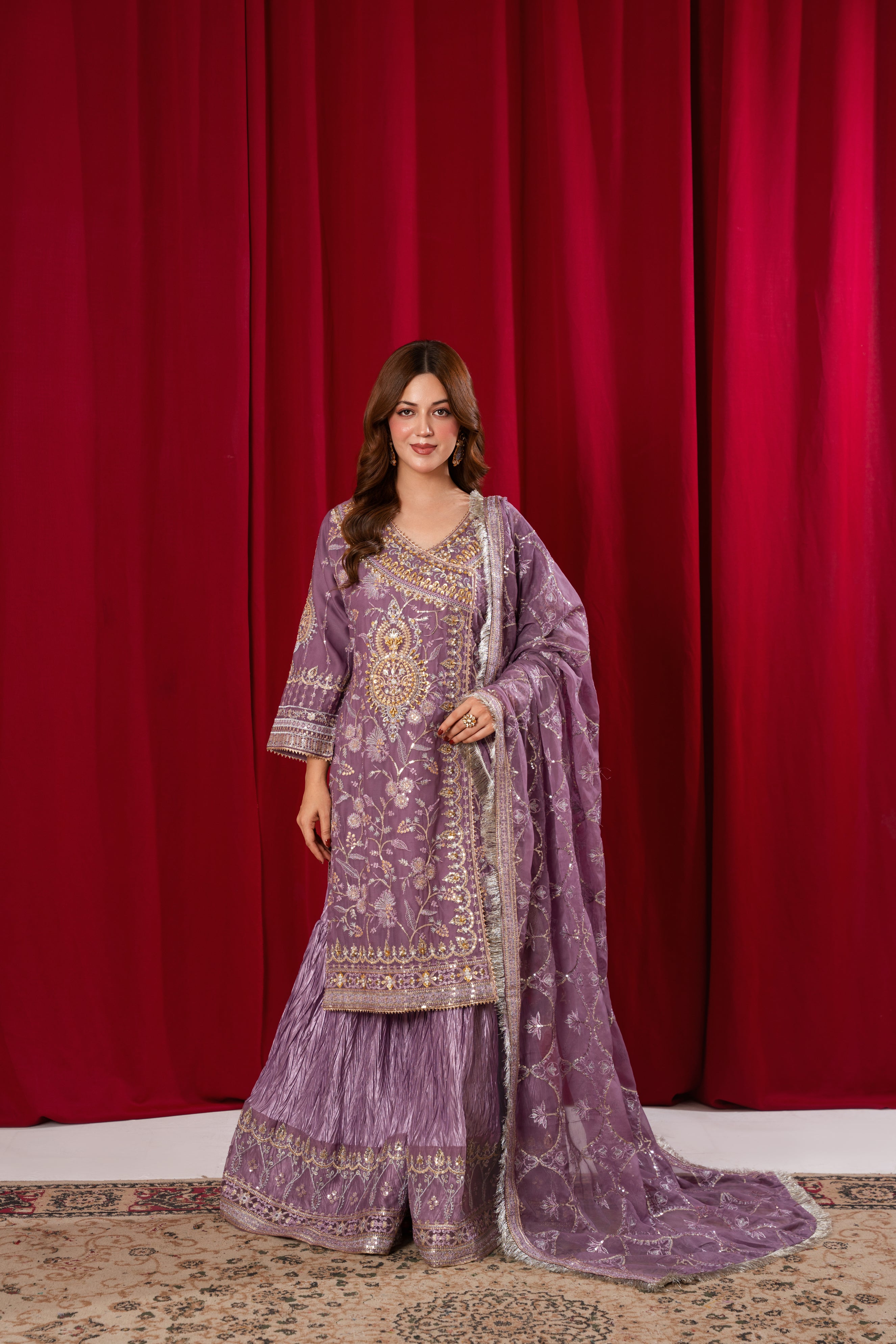 Beyza Lavender Angrakha Gharara