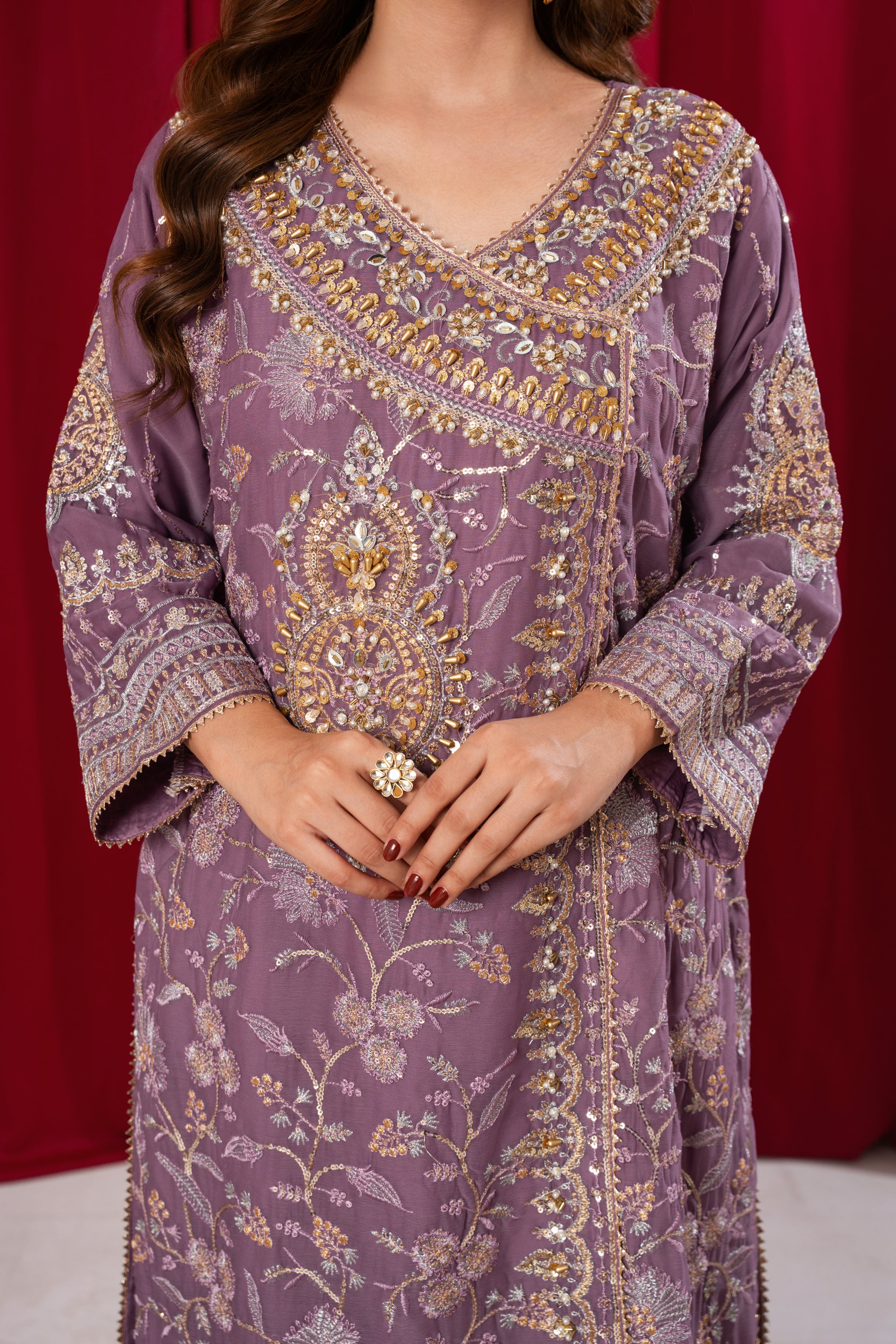 Beyza Lavender Angrakha Gharara