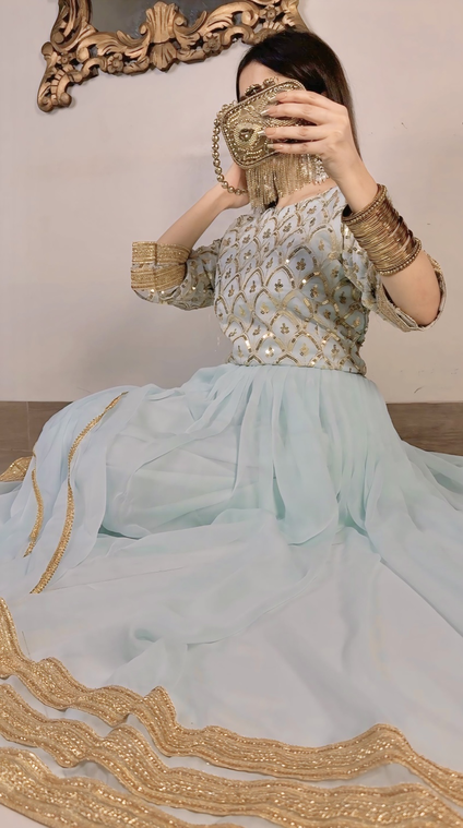 Mehrma Soft Pastel Blue Lehnga