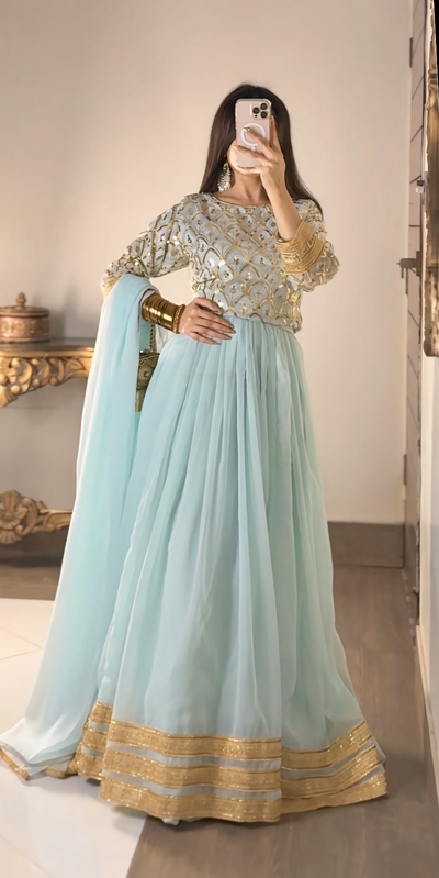 Mehrma Soft Pastel Blue Lehnga