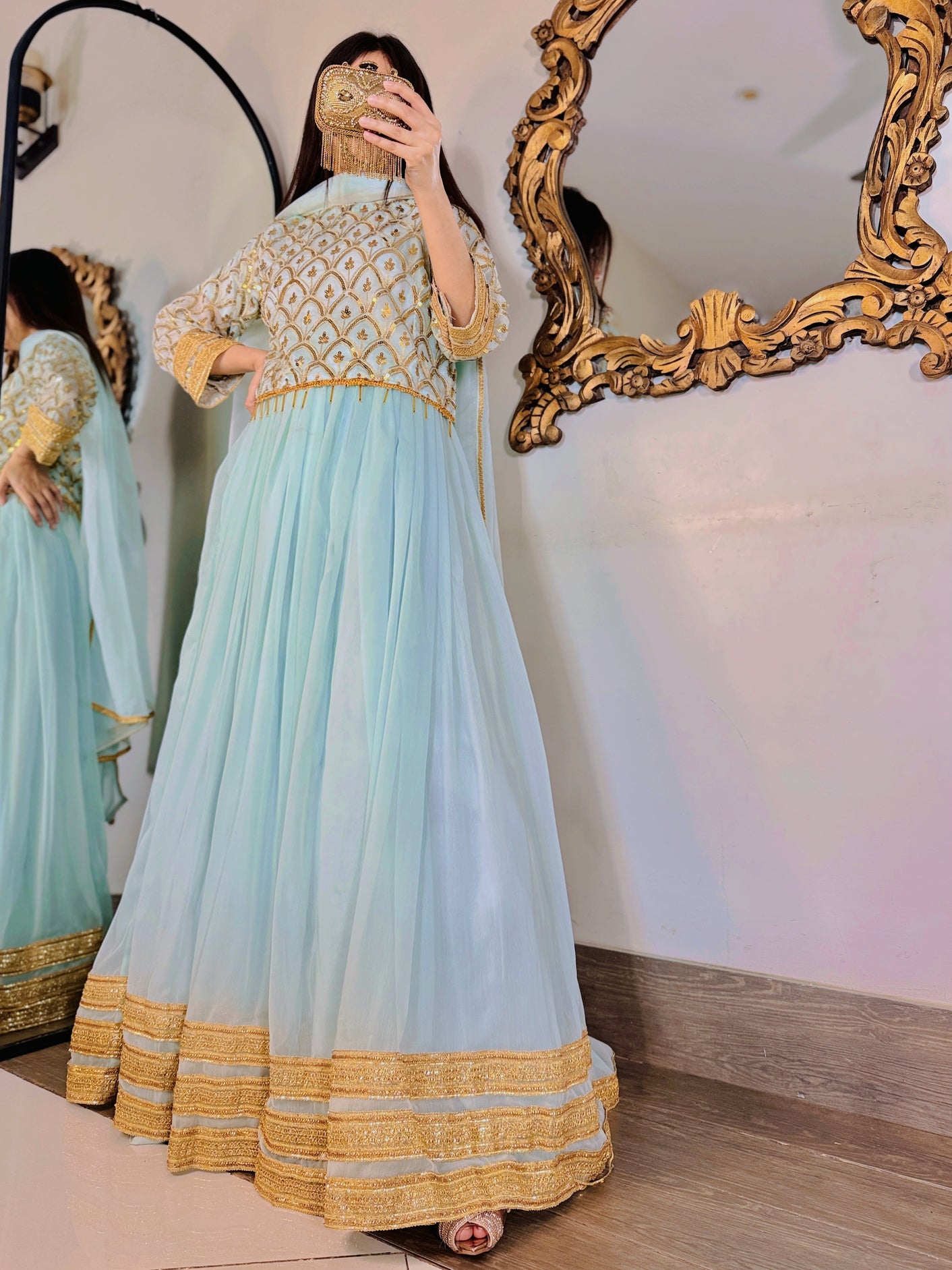 Mehrma Soft Pastel Blue Lehnga