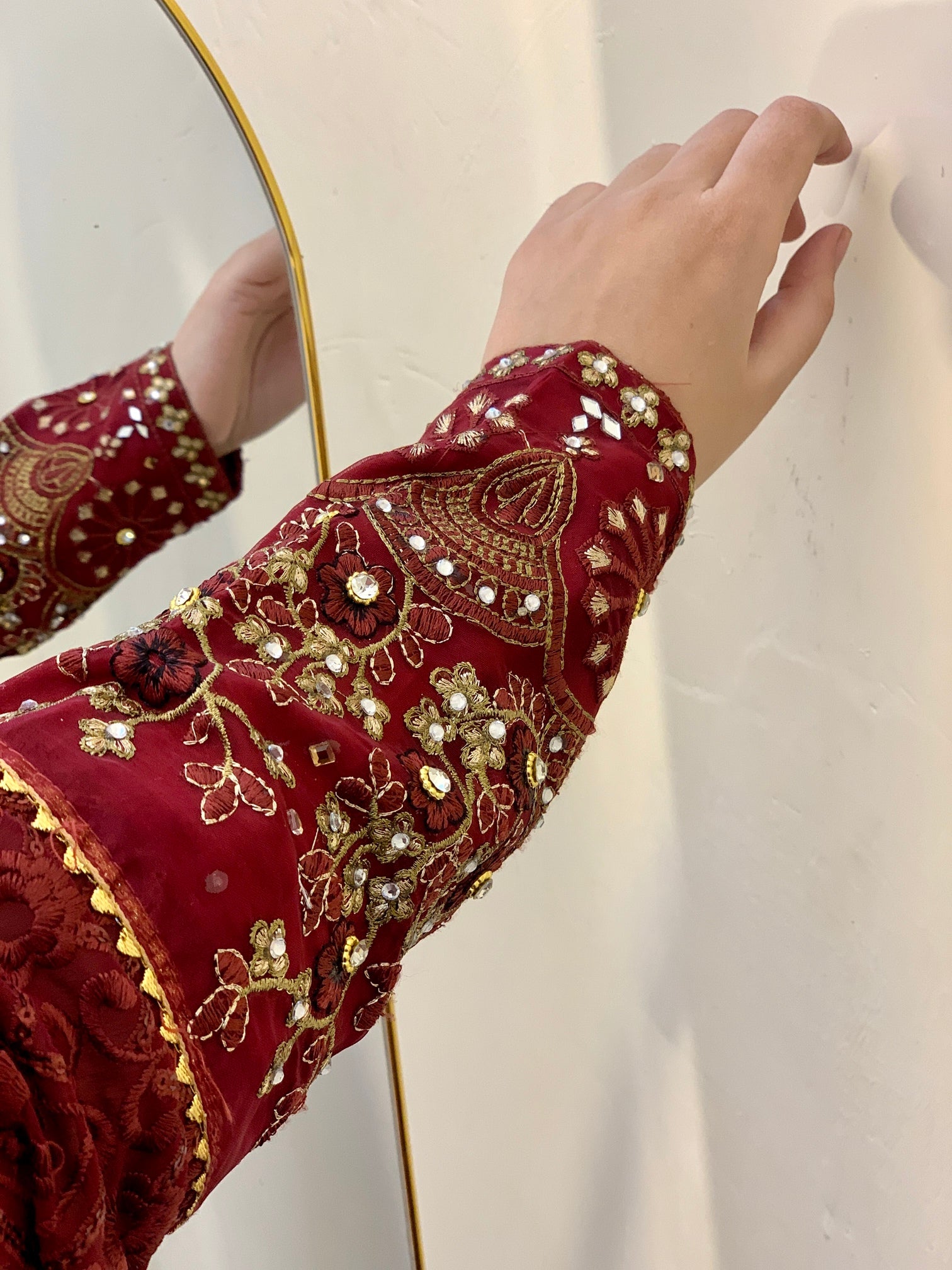 Mahrosh - Maroon chikankari Maxi