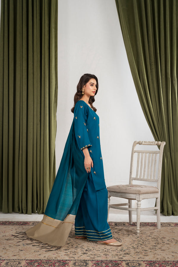 Izel 2 raw silk zinc blue