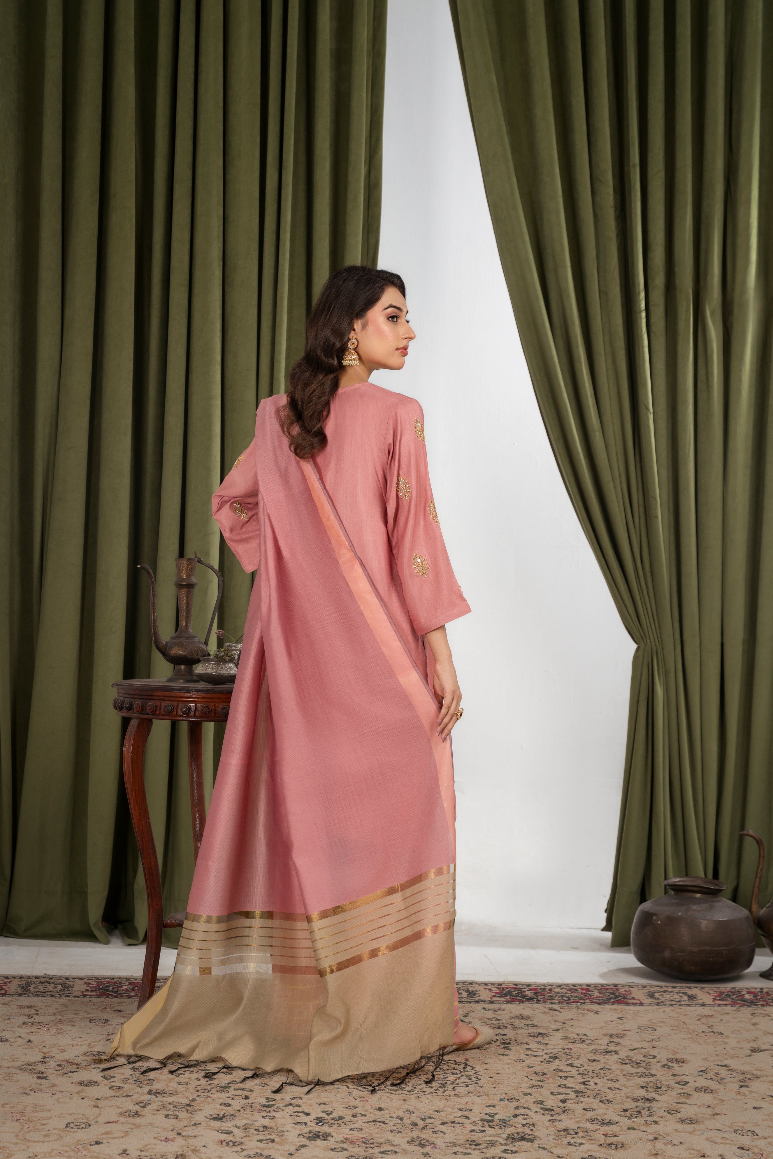 IZEL Raw Silk Peach Pink