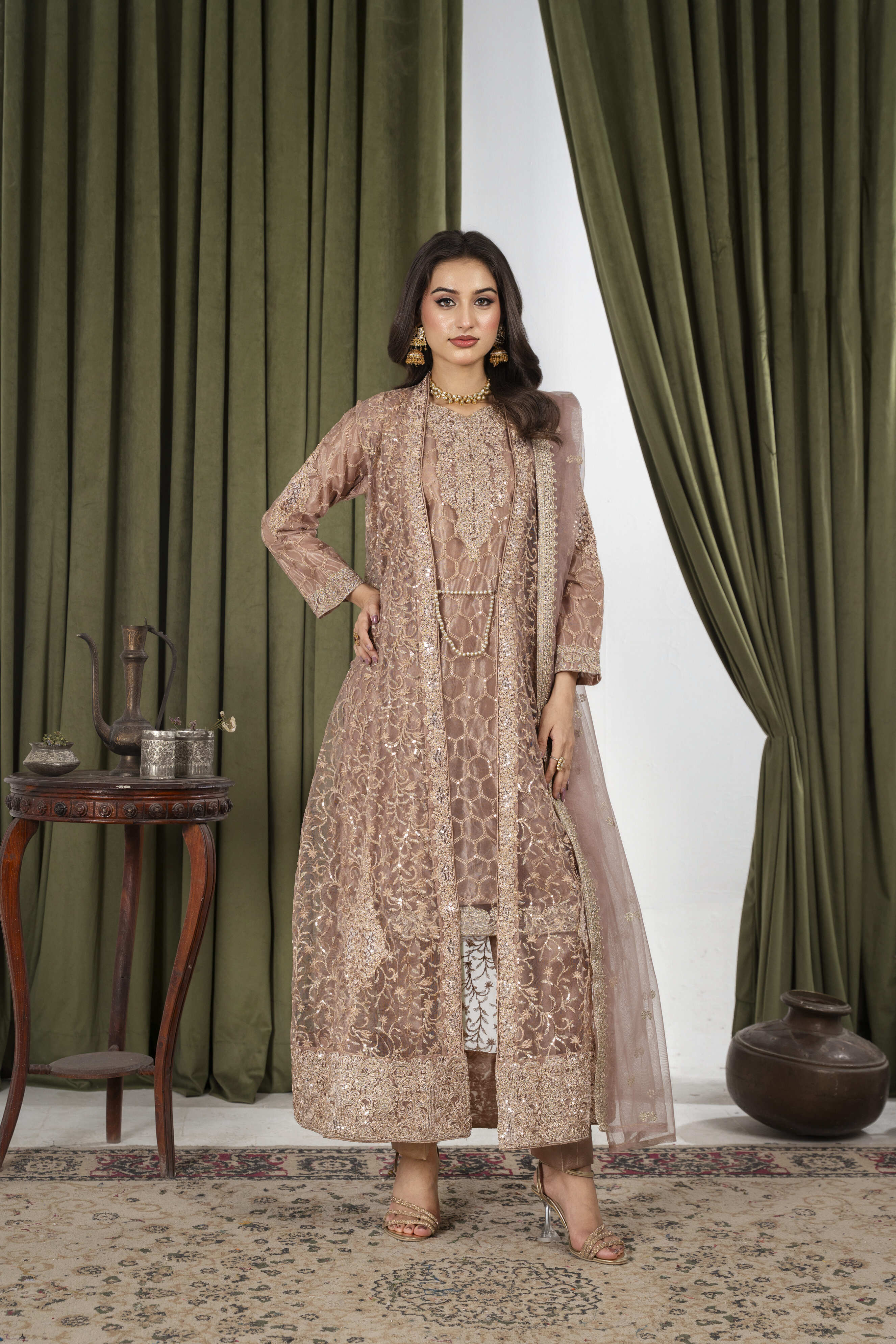 Harika Brown Pearl Coat