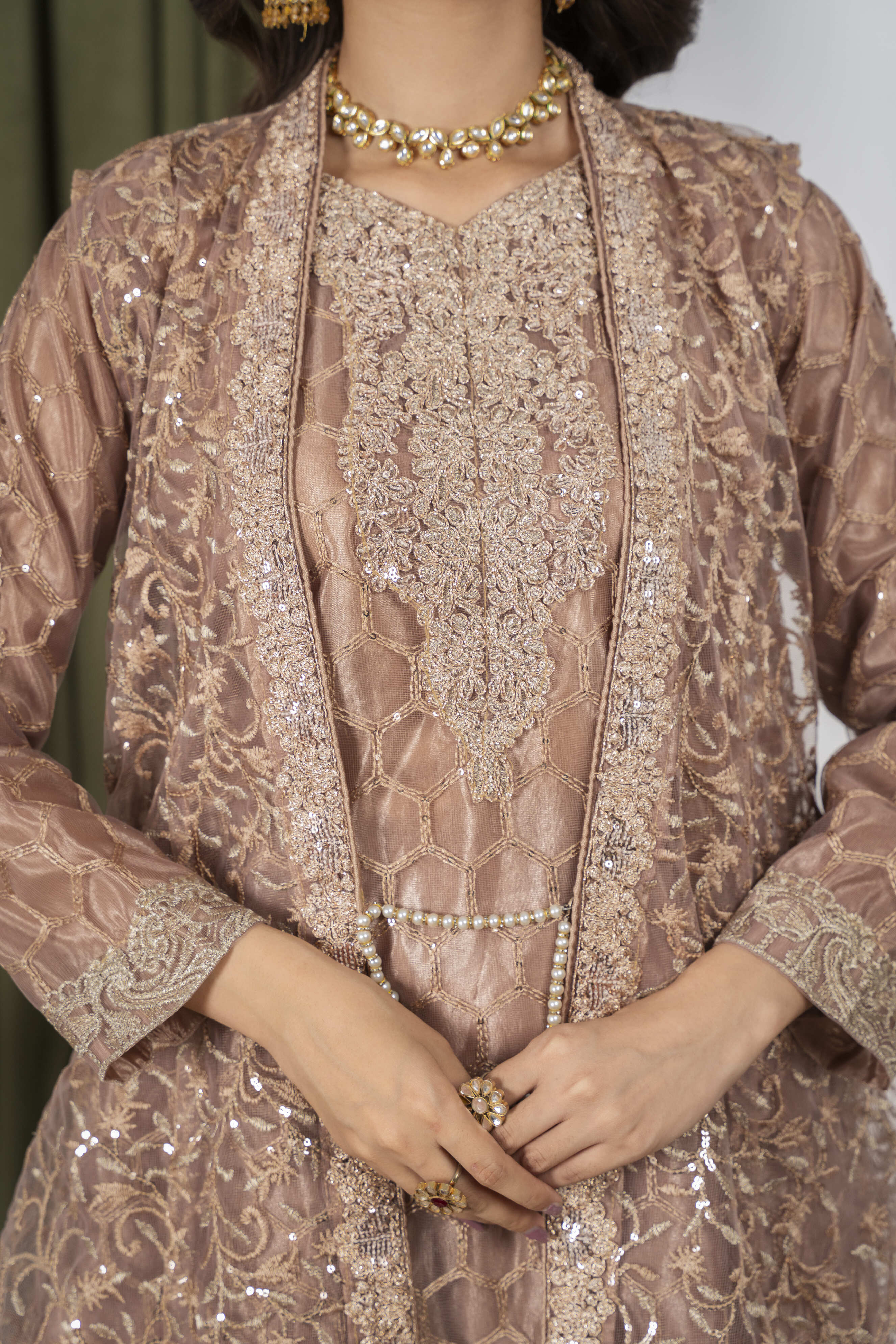 Harika Brown Pearl Coat