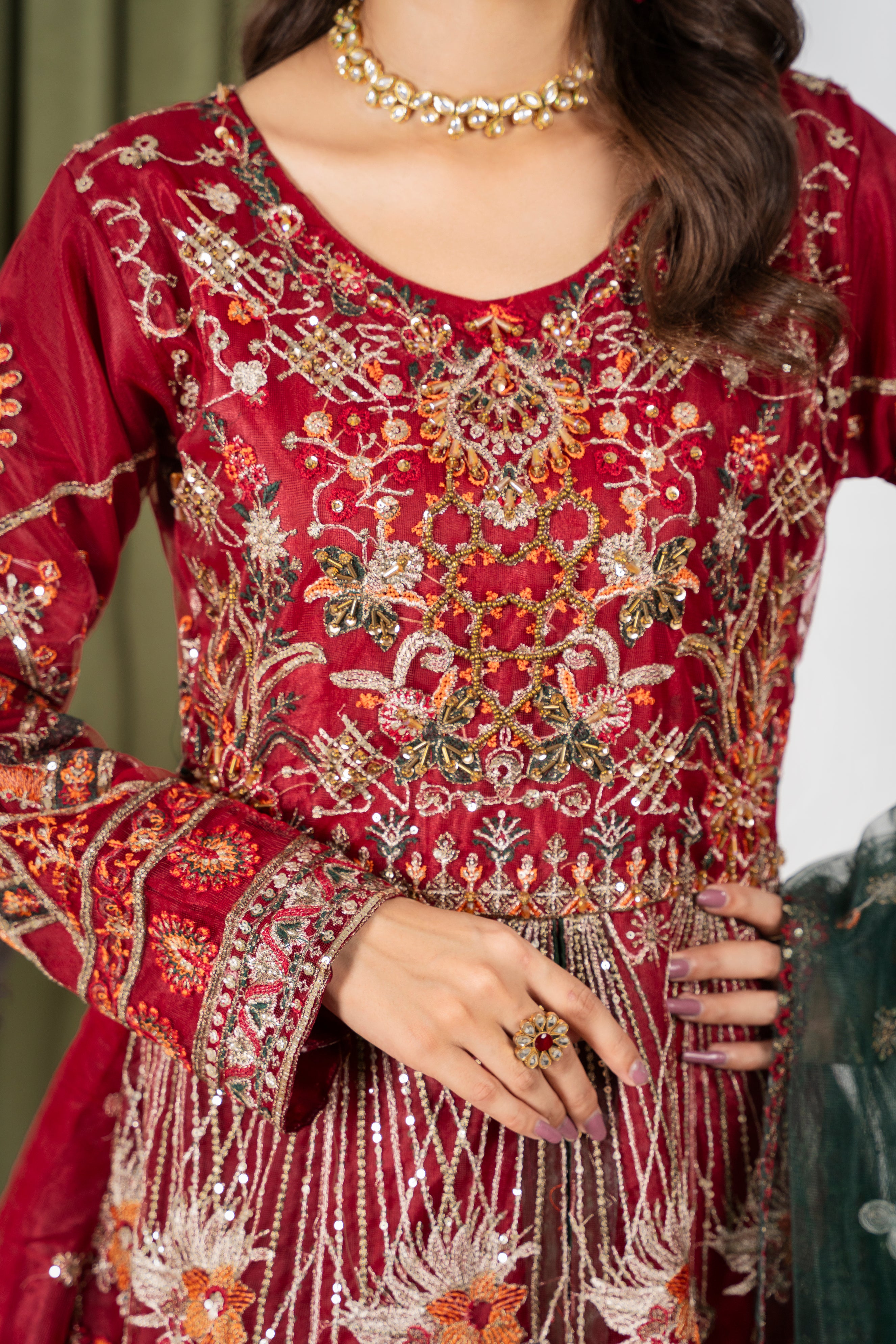 ALAYA Black & Maroon Maxi