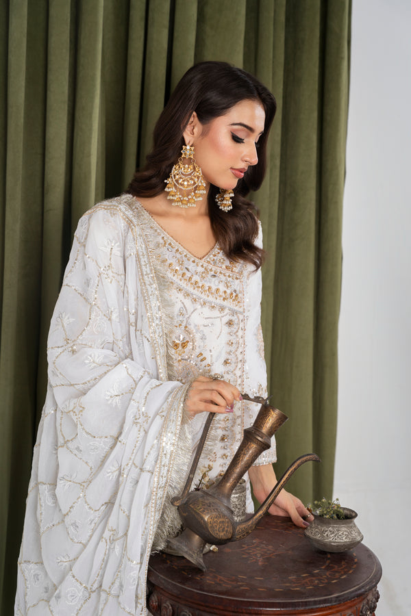 Beyza white & gold angrakha