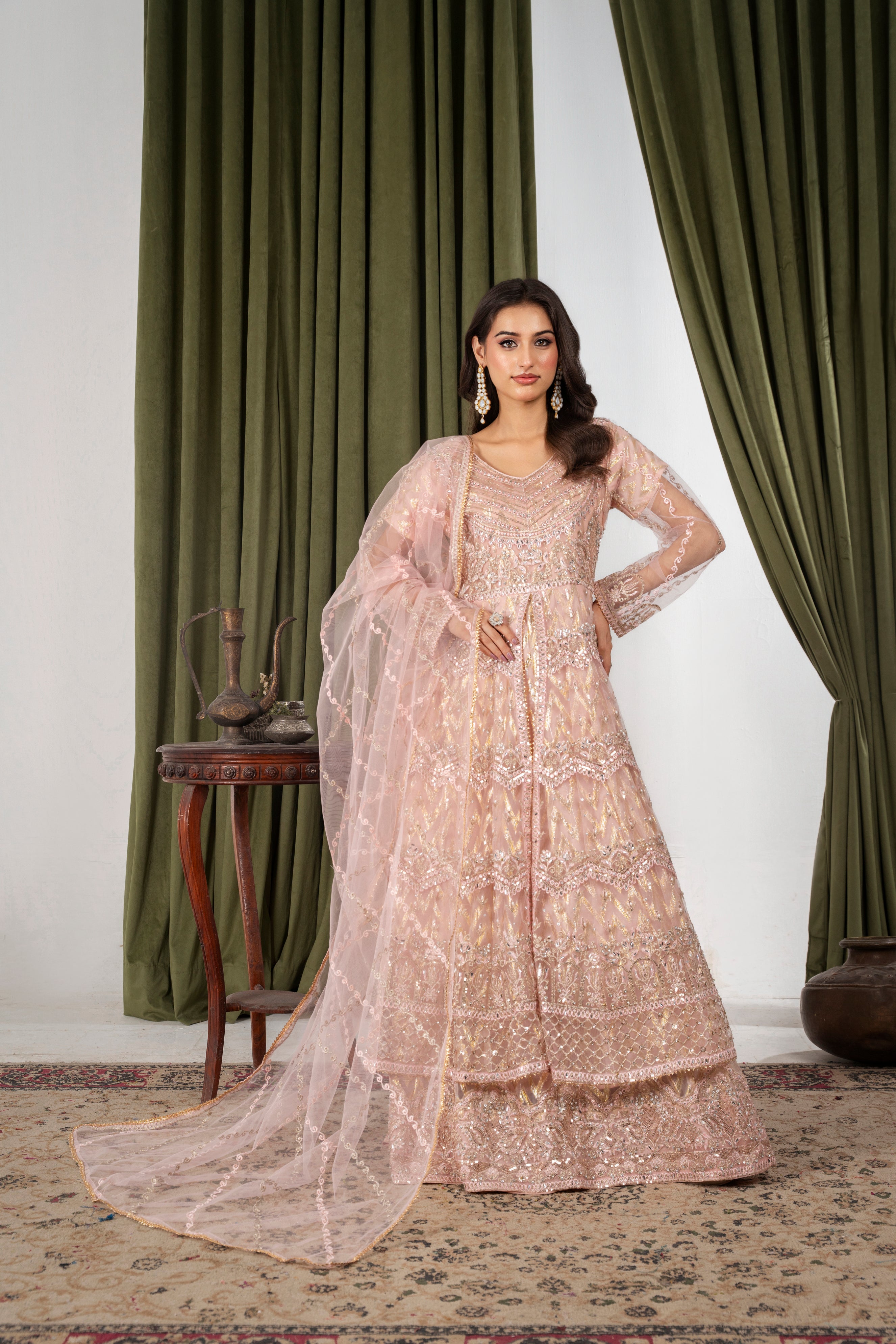 Ayleen Double Frill Peach Maxi