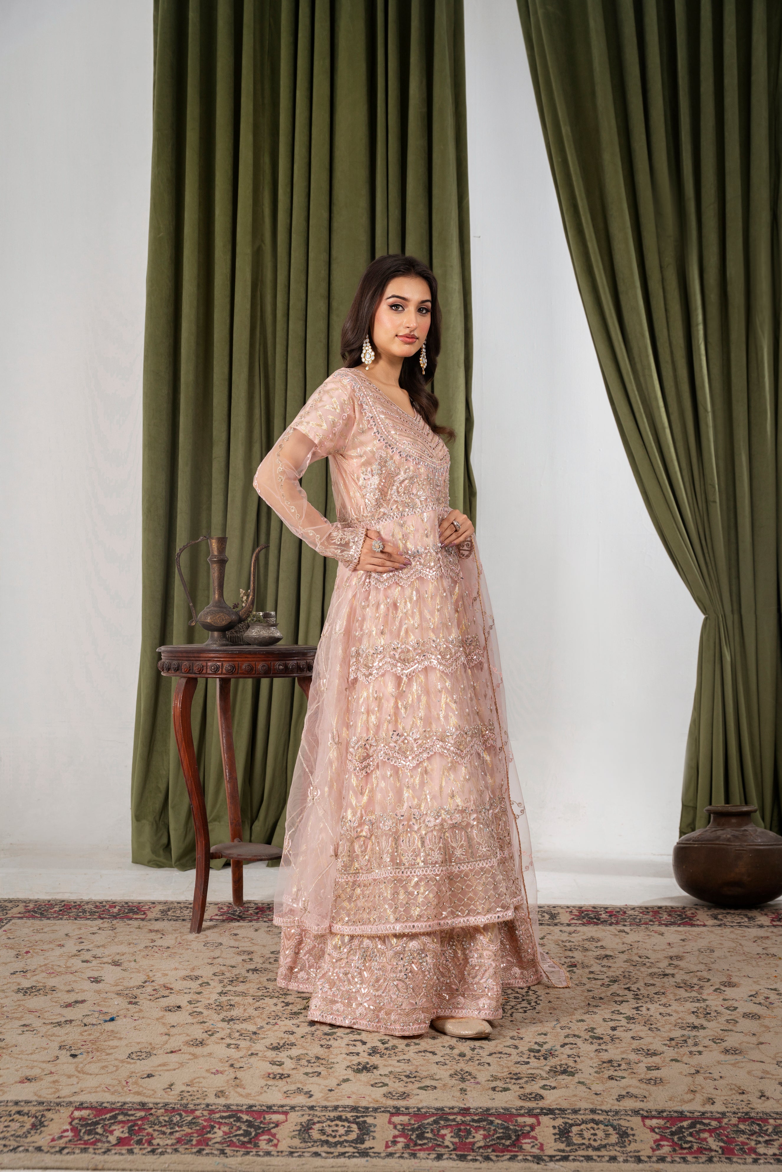 Ayleen Double Frill Peach Maxi