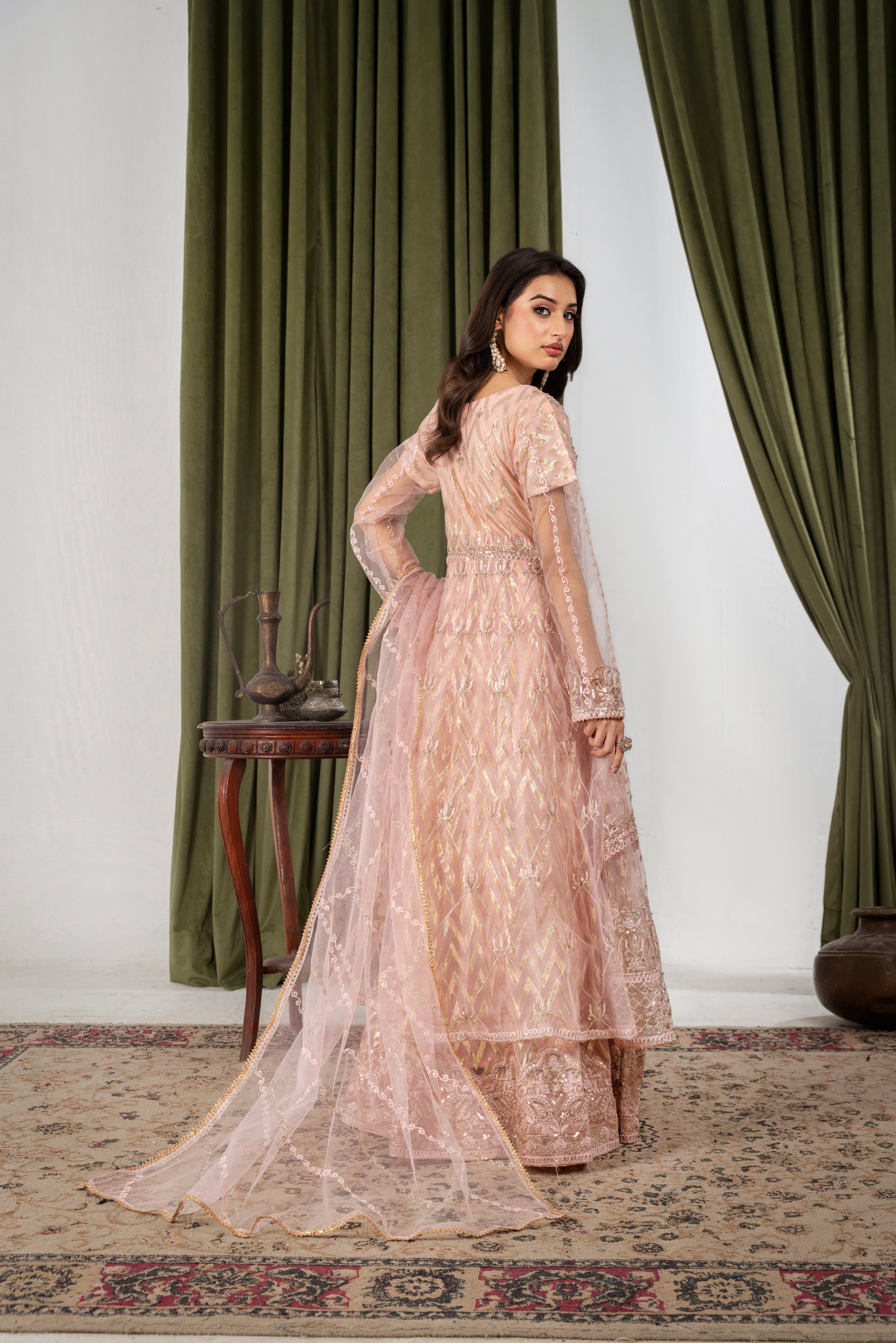 Ayleen Double Frill Peach Maxi