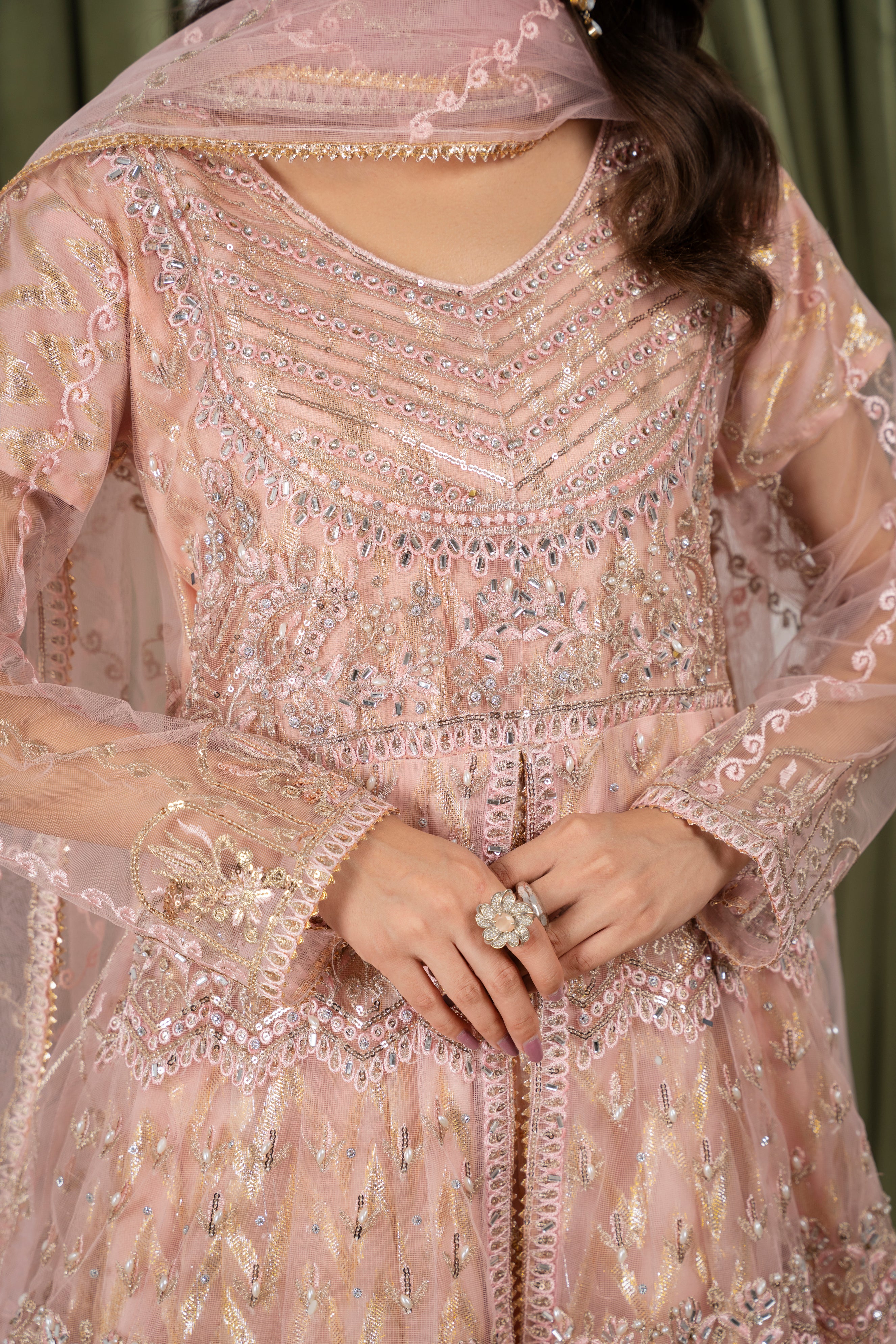 Ayleen Double Frill Peach Maxi