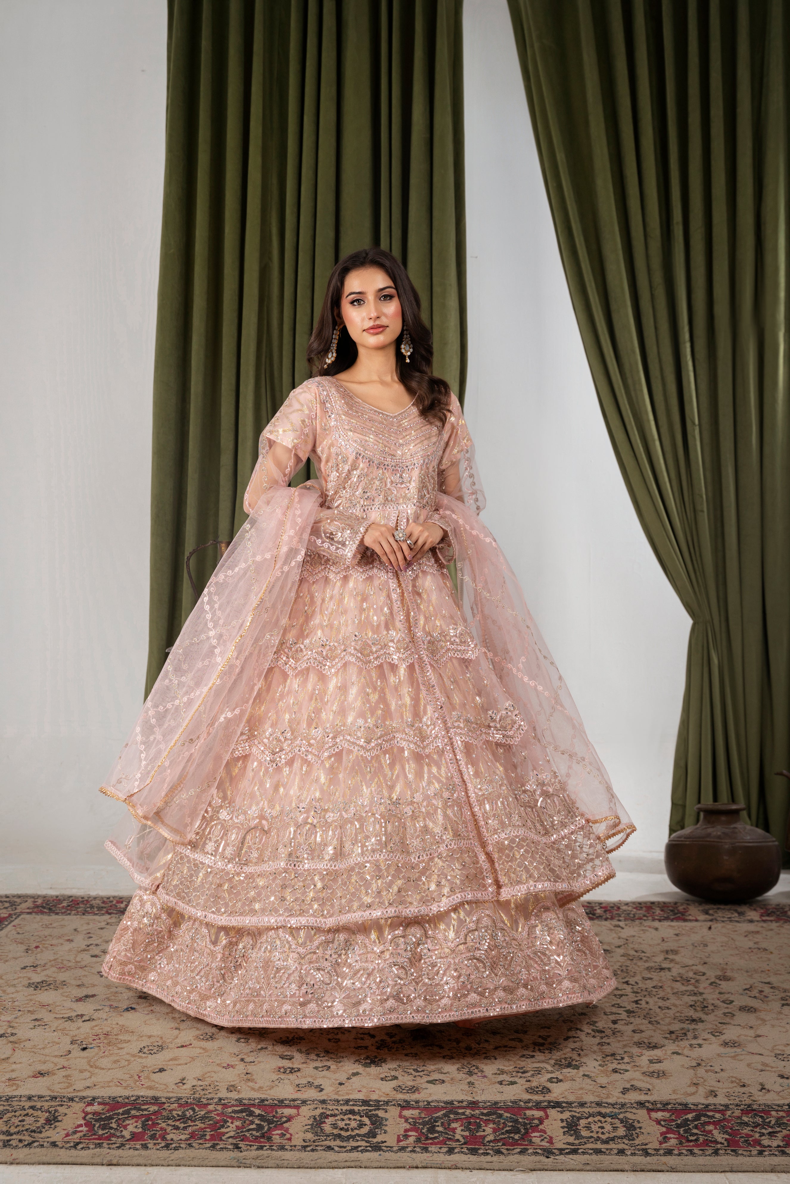 Ayleen Double Frill Peach Maxi