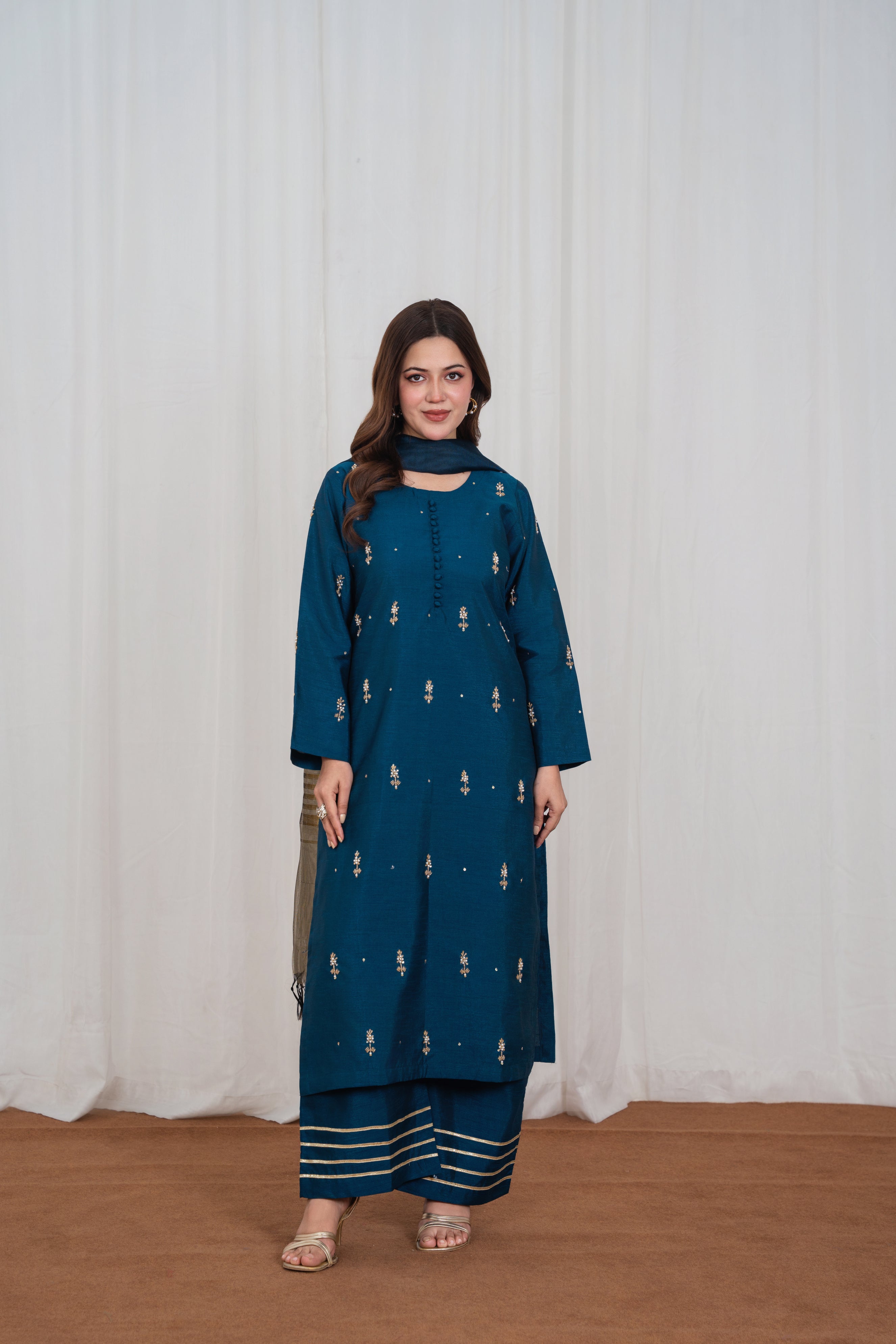 Selin Teal Blue Long Shirt