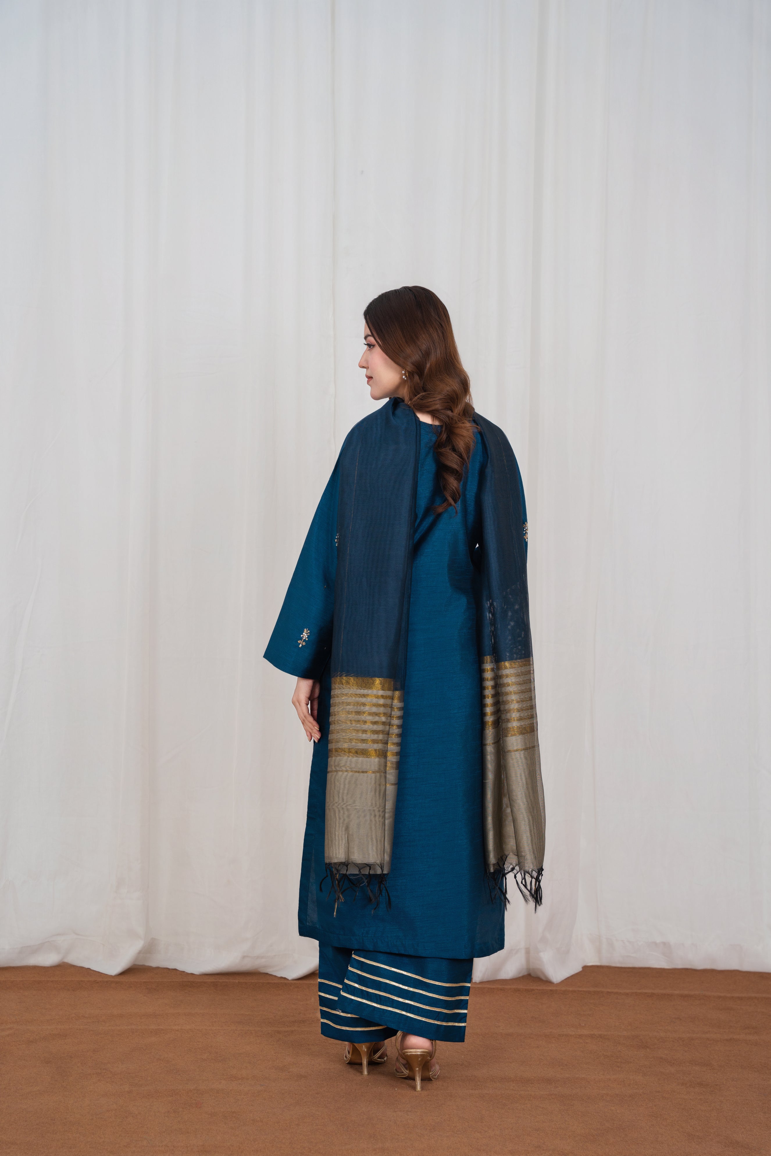 Selin Teal Blue Long Shirt