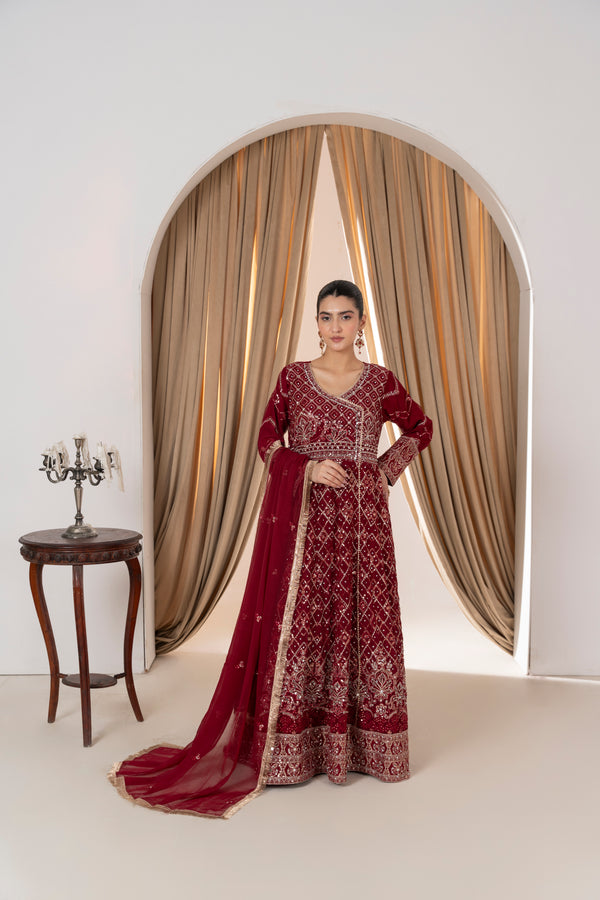 Ameera   deep maroon chiffon mirror max