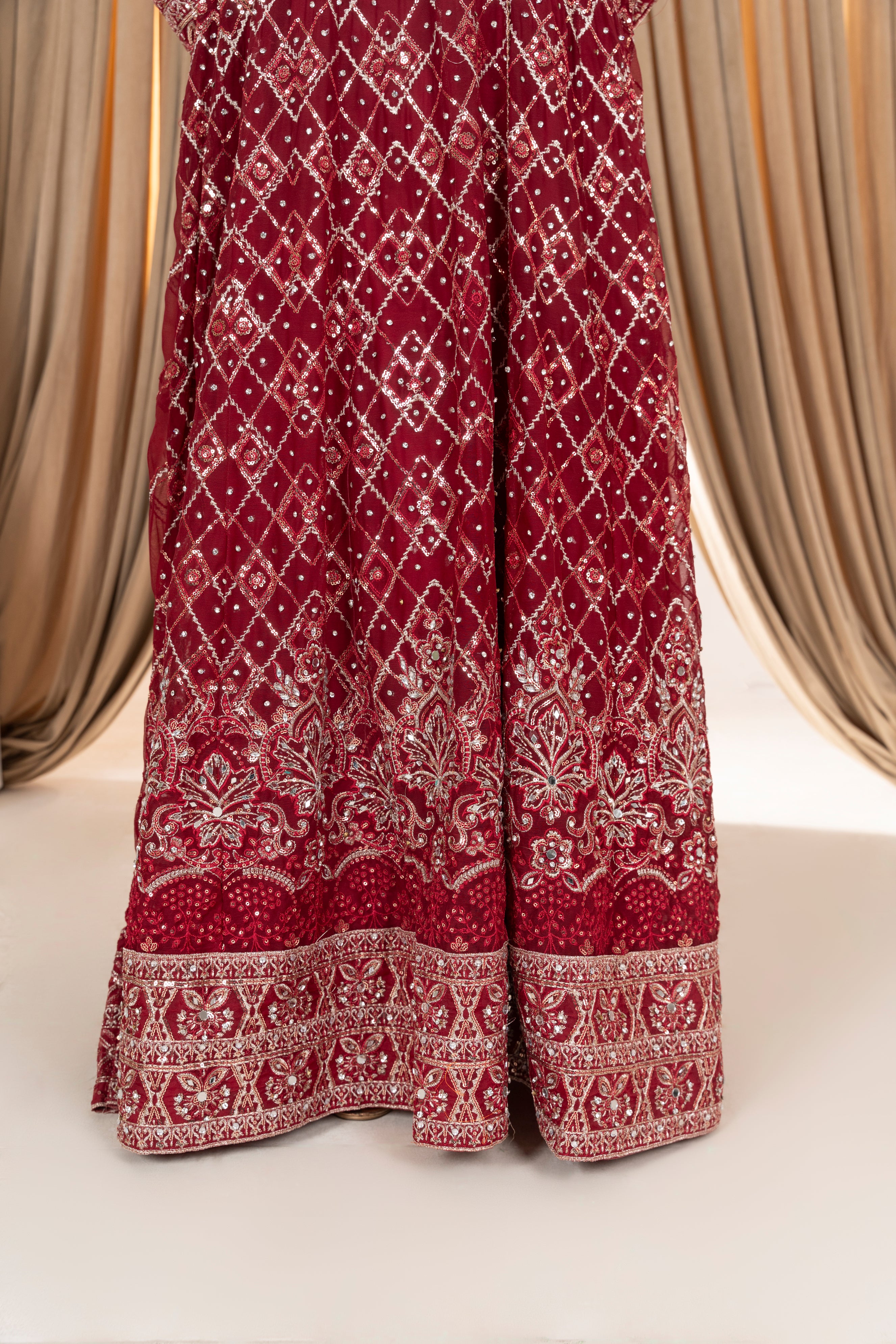 Ameera - Deep Maroon Chiffon Mirror Max