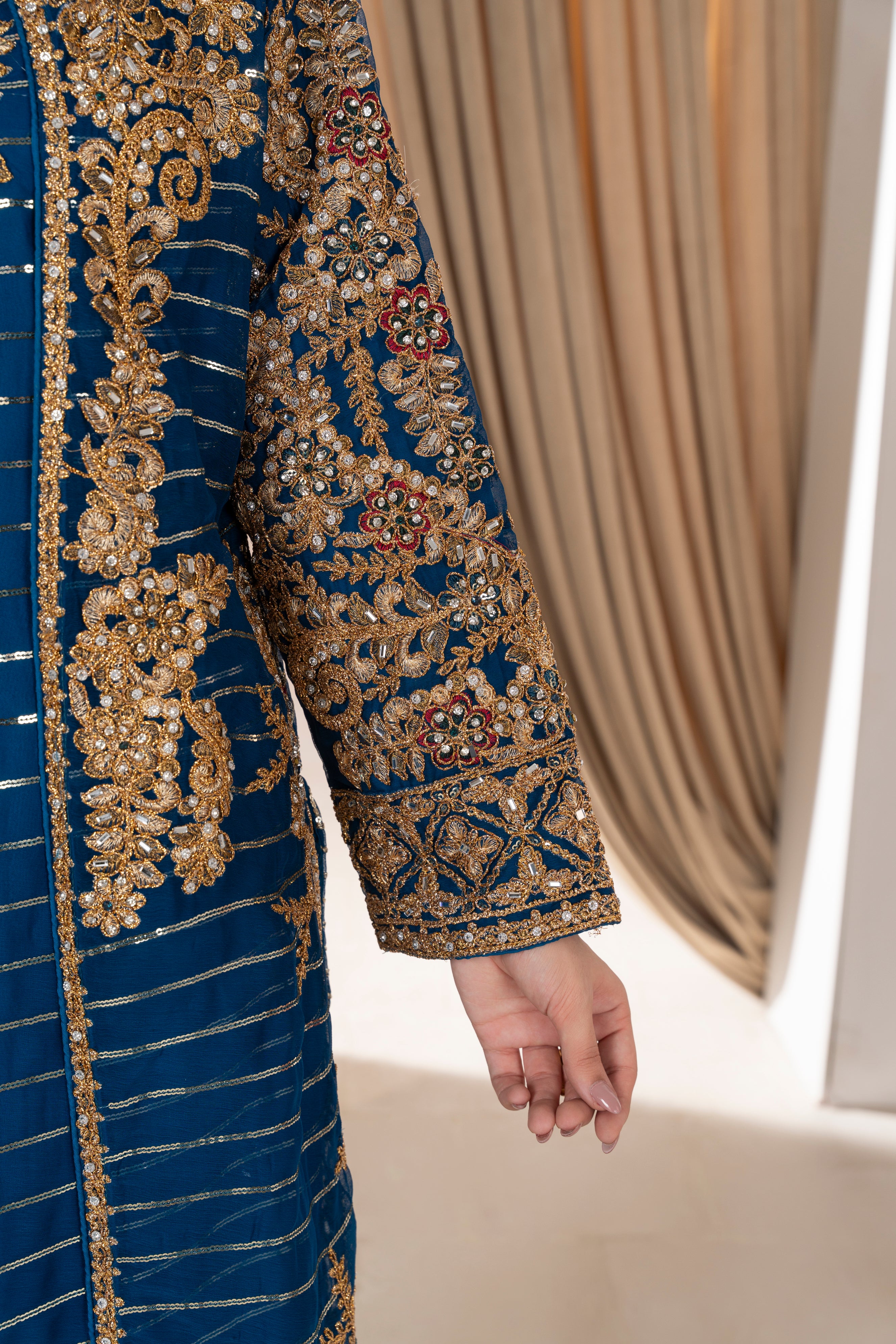 Elara Bloom - Zinc Blue & Gold Dori Coat