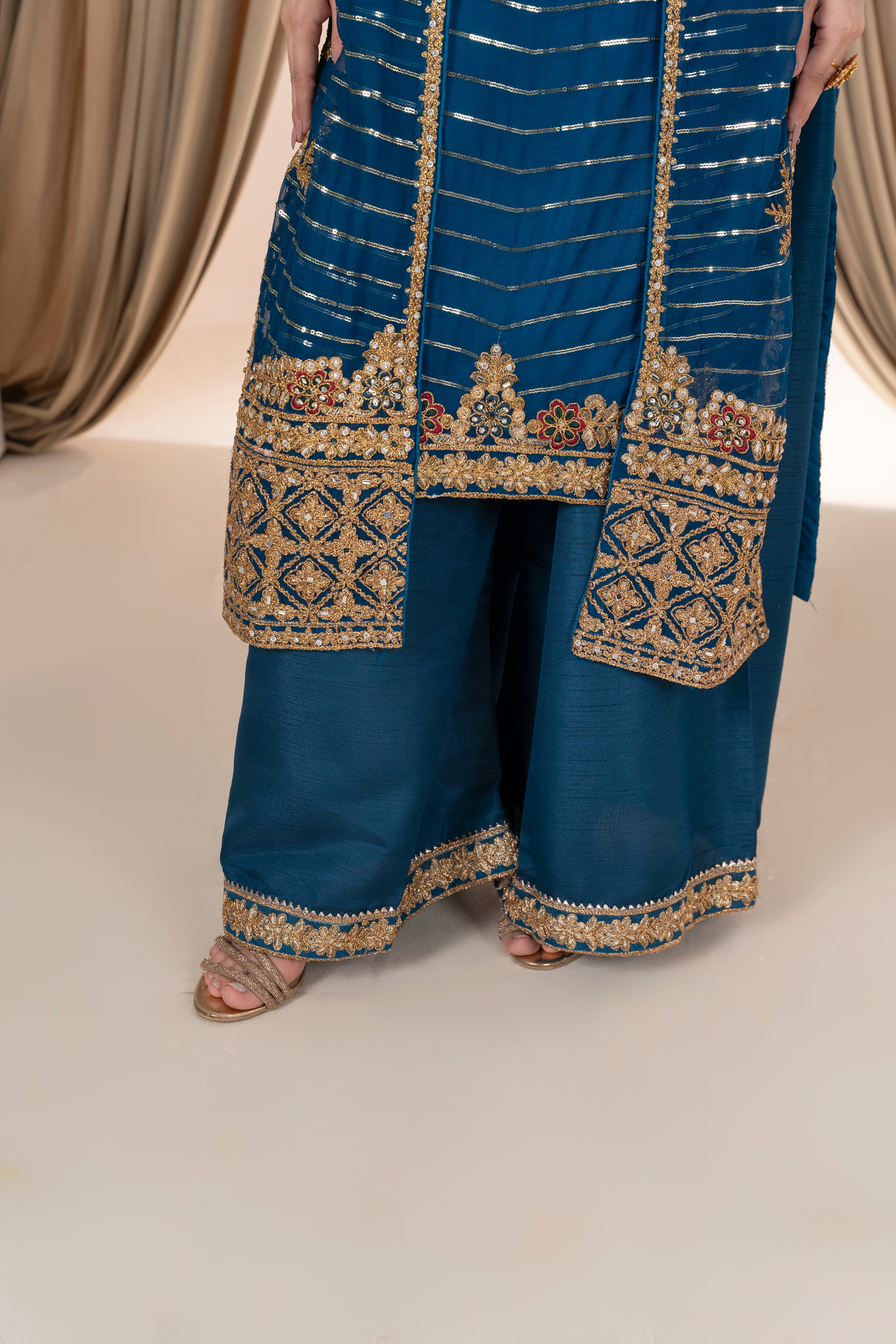 Elara Bloom - Zinc Blue & Gold Dori Coat