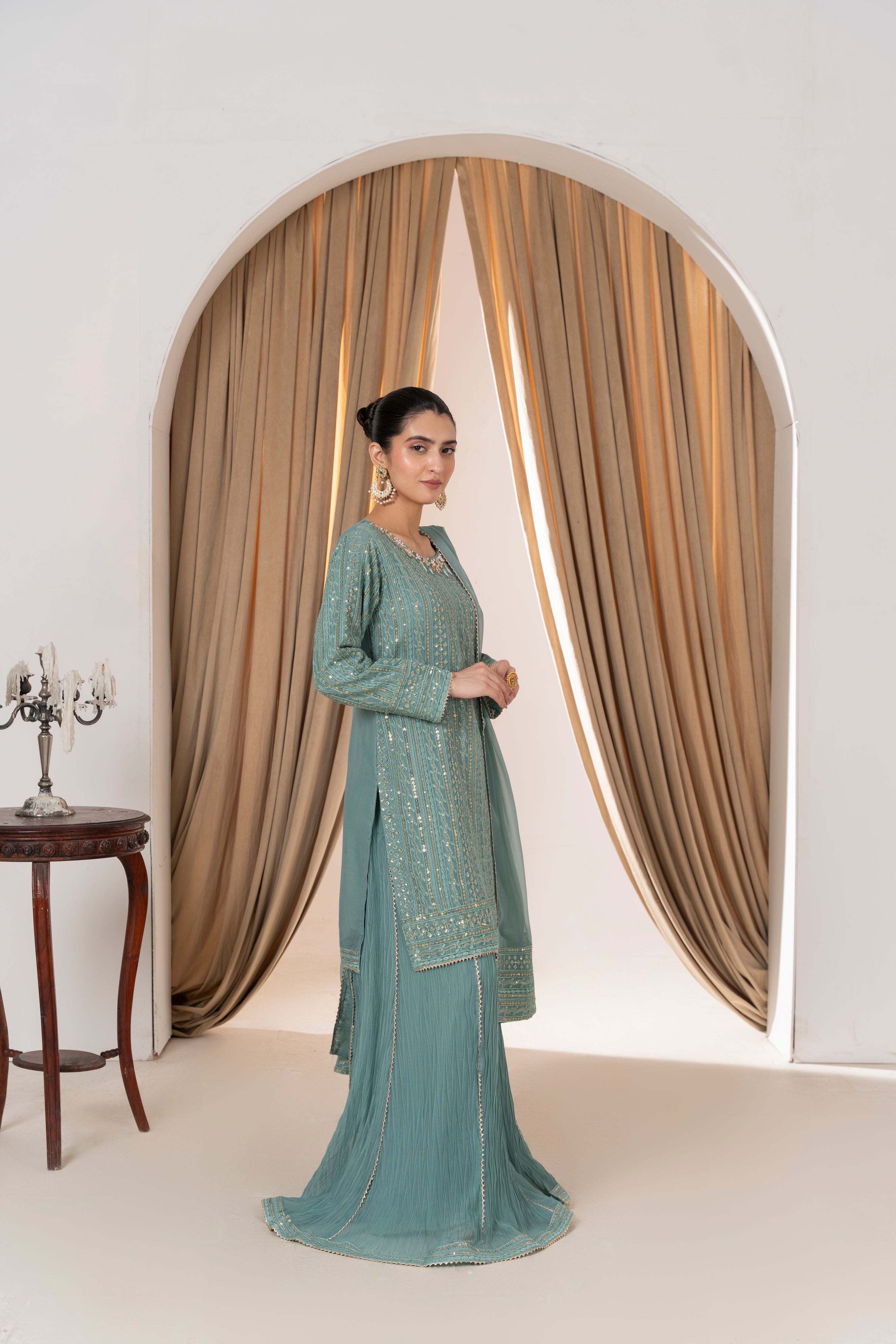 Serene - Seafoam Green Crush Palazo