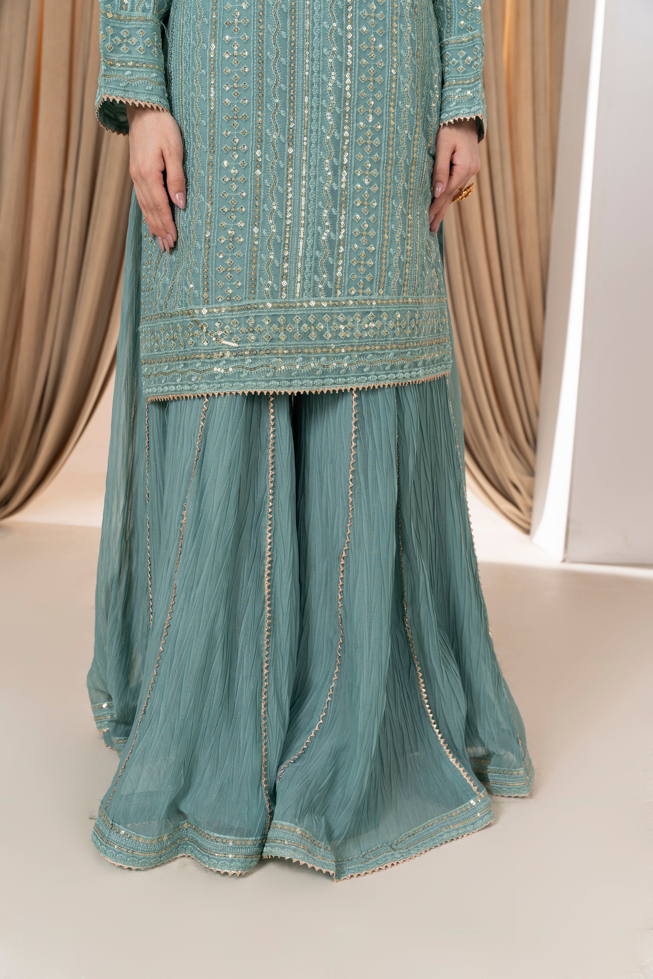 Serene - Seafoam Green Crush Palazo