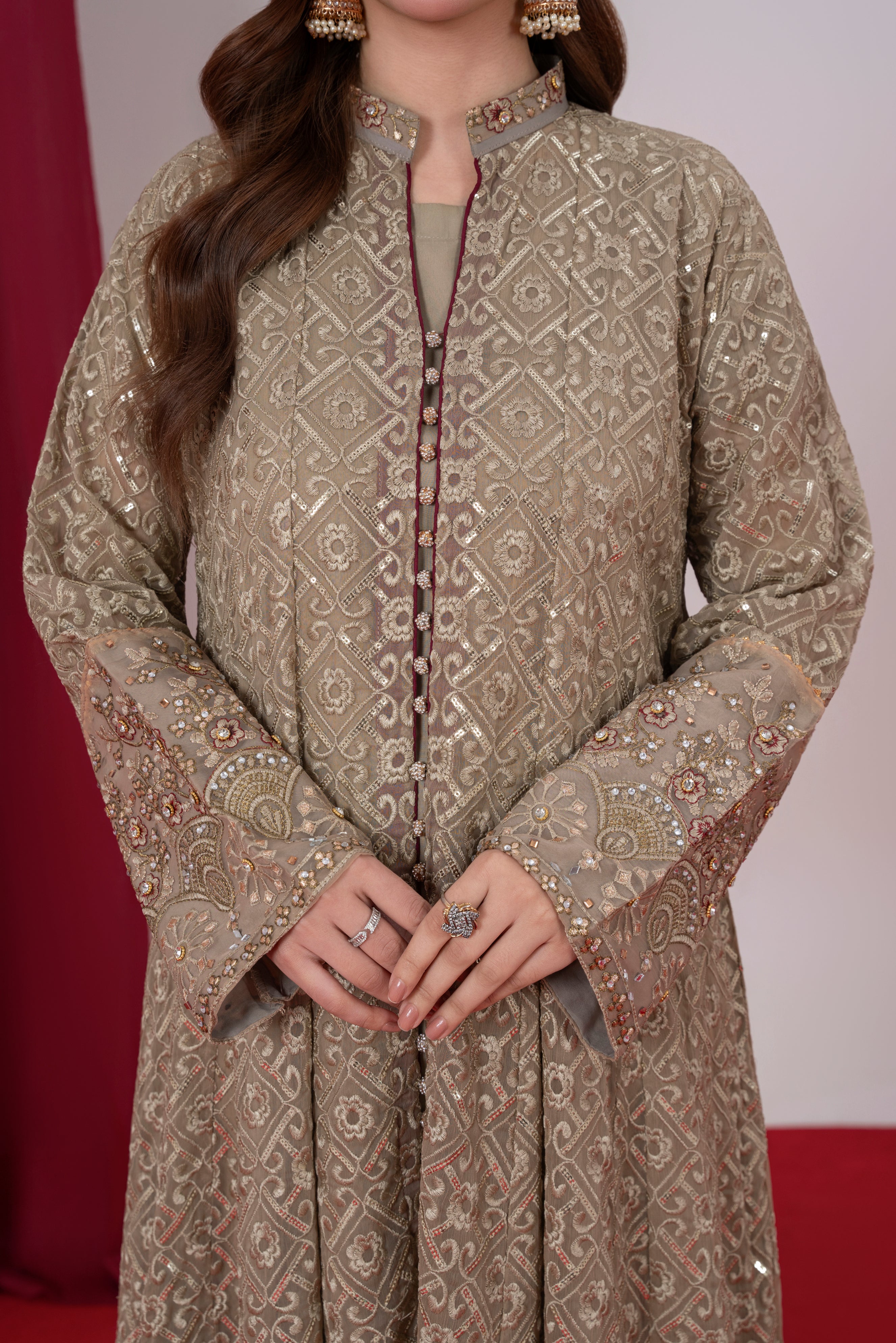 Mahrosh - Champagne chikankari Maxi