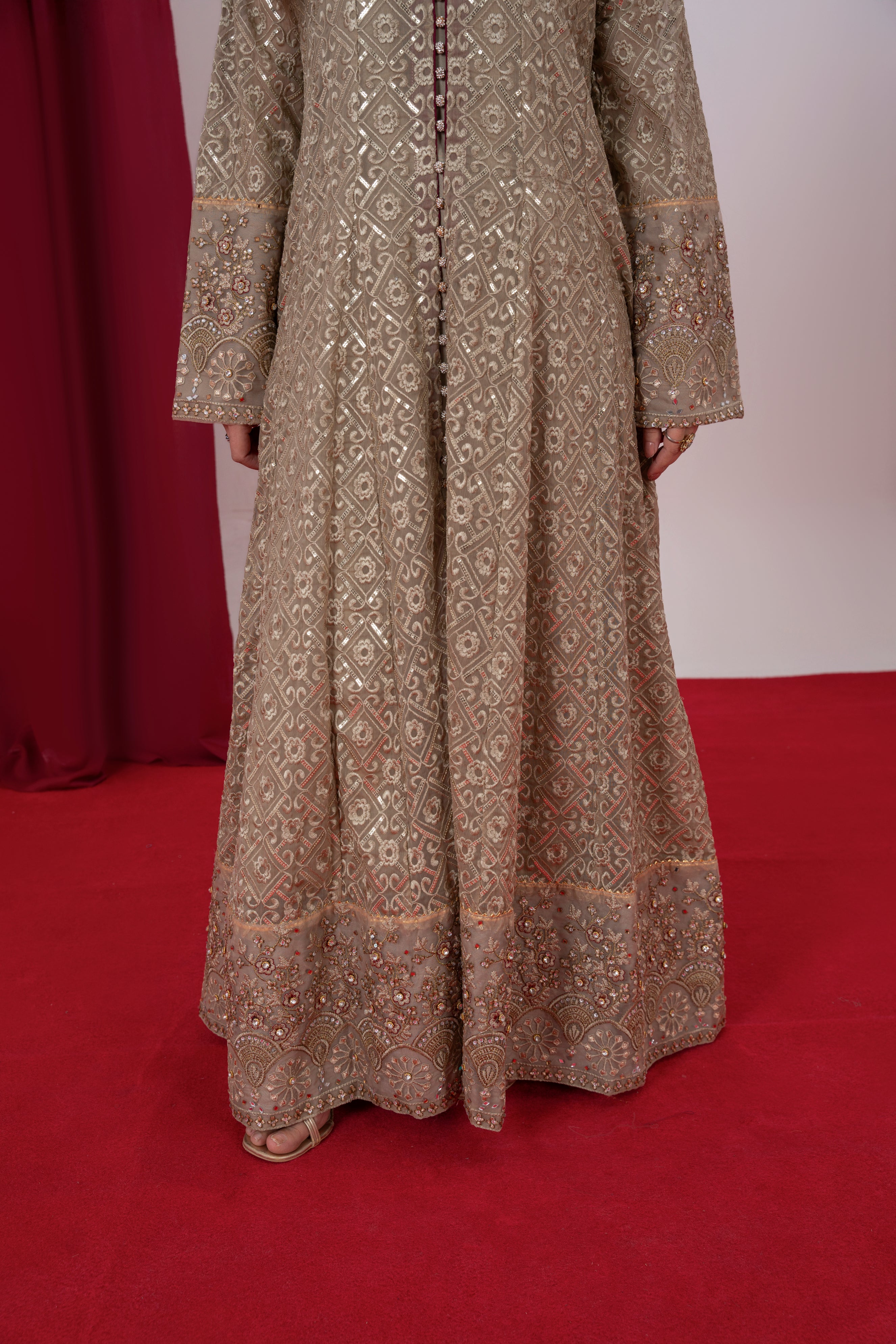 Mahrosh - Champagne chikankari Maxi