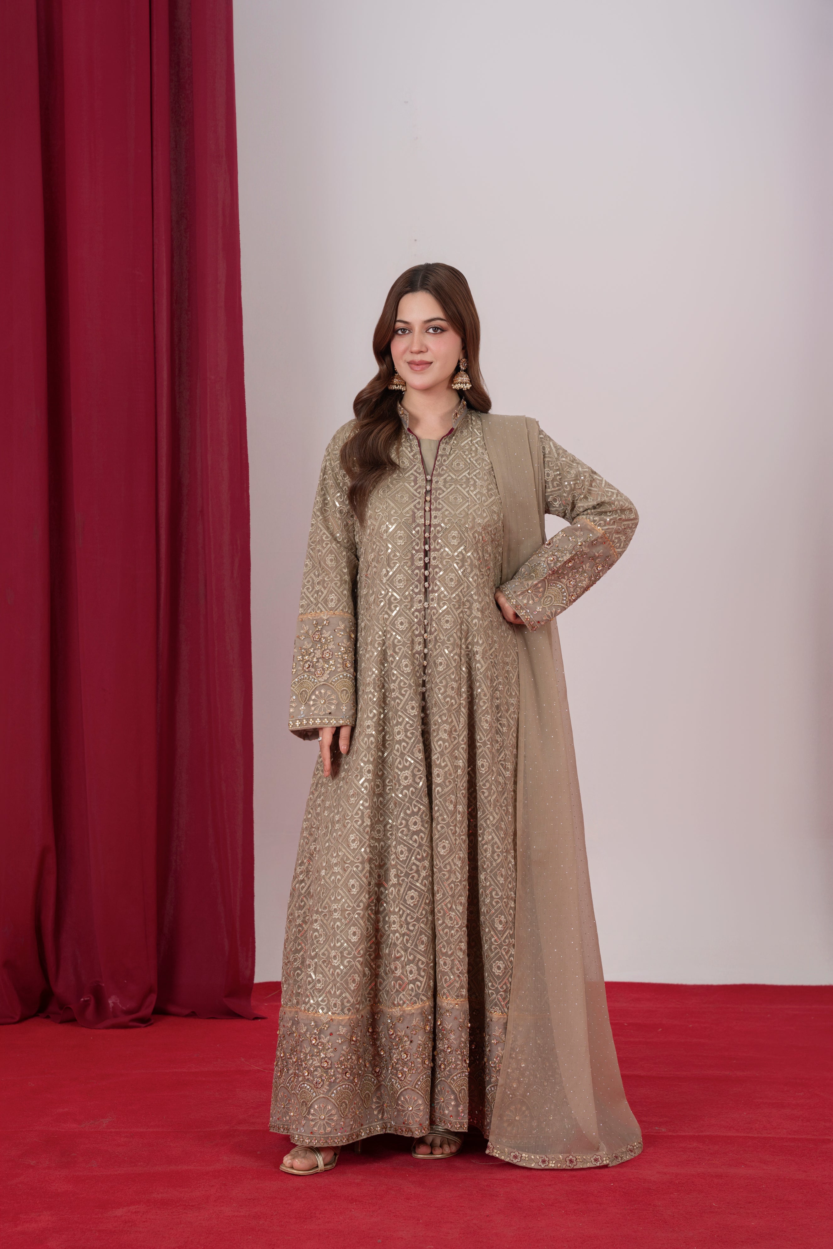 Mahrosh - Champagne chikankari Maxi