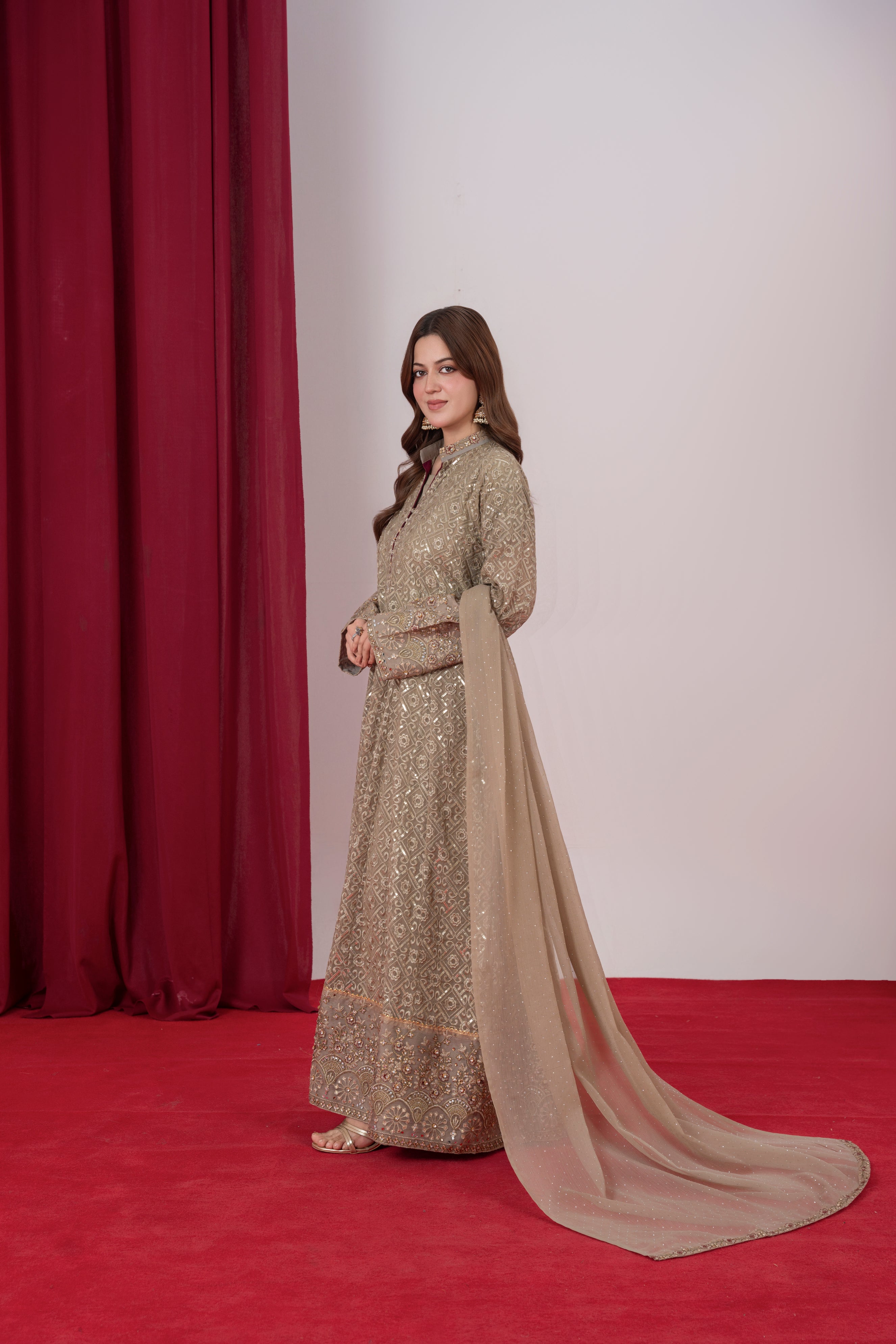 Mahrosh - Champagne chikankari Maxi