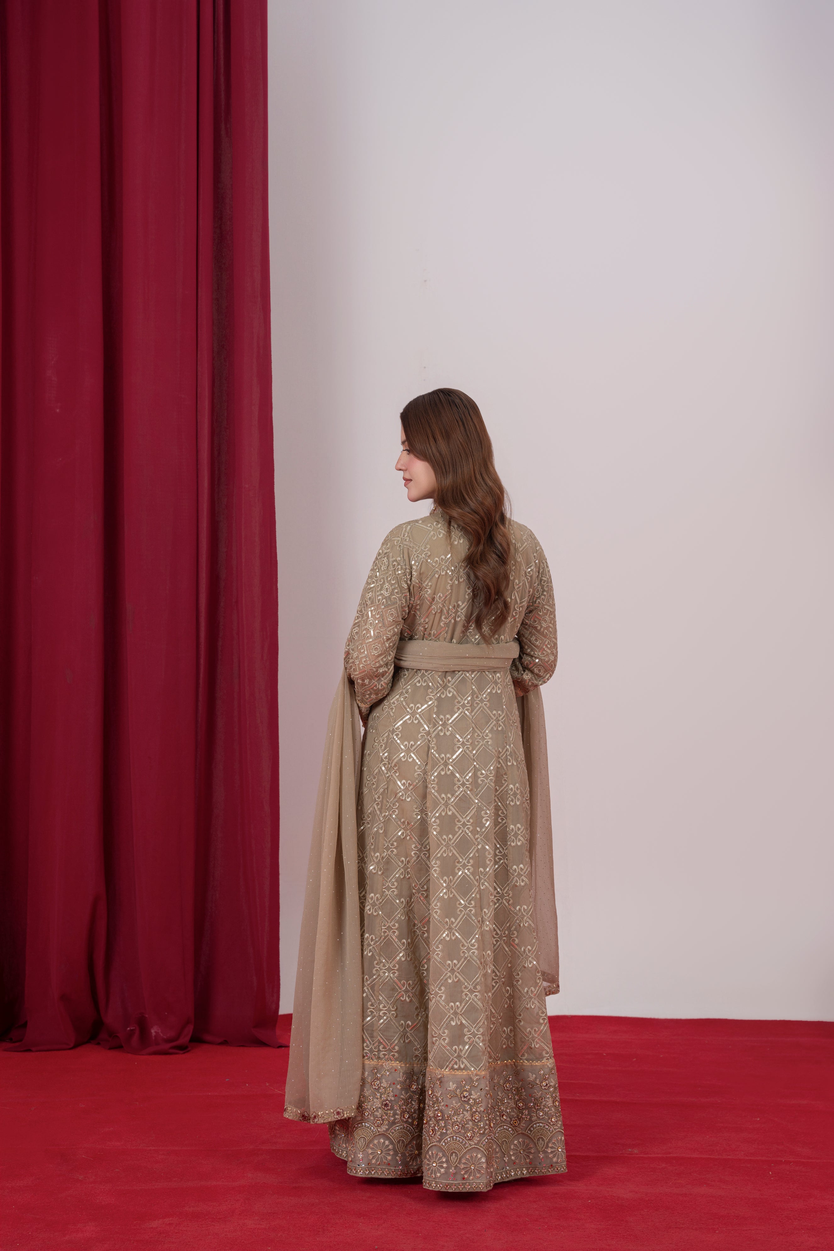 Mahrosh - Champagne chikankari Maxi
