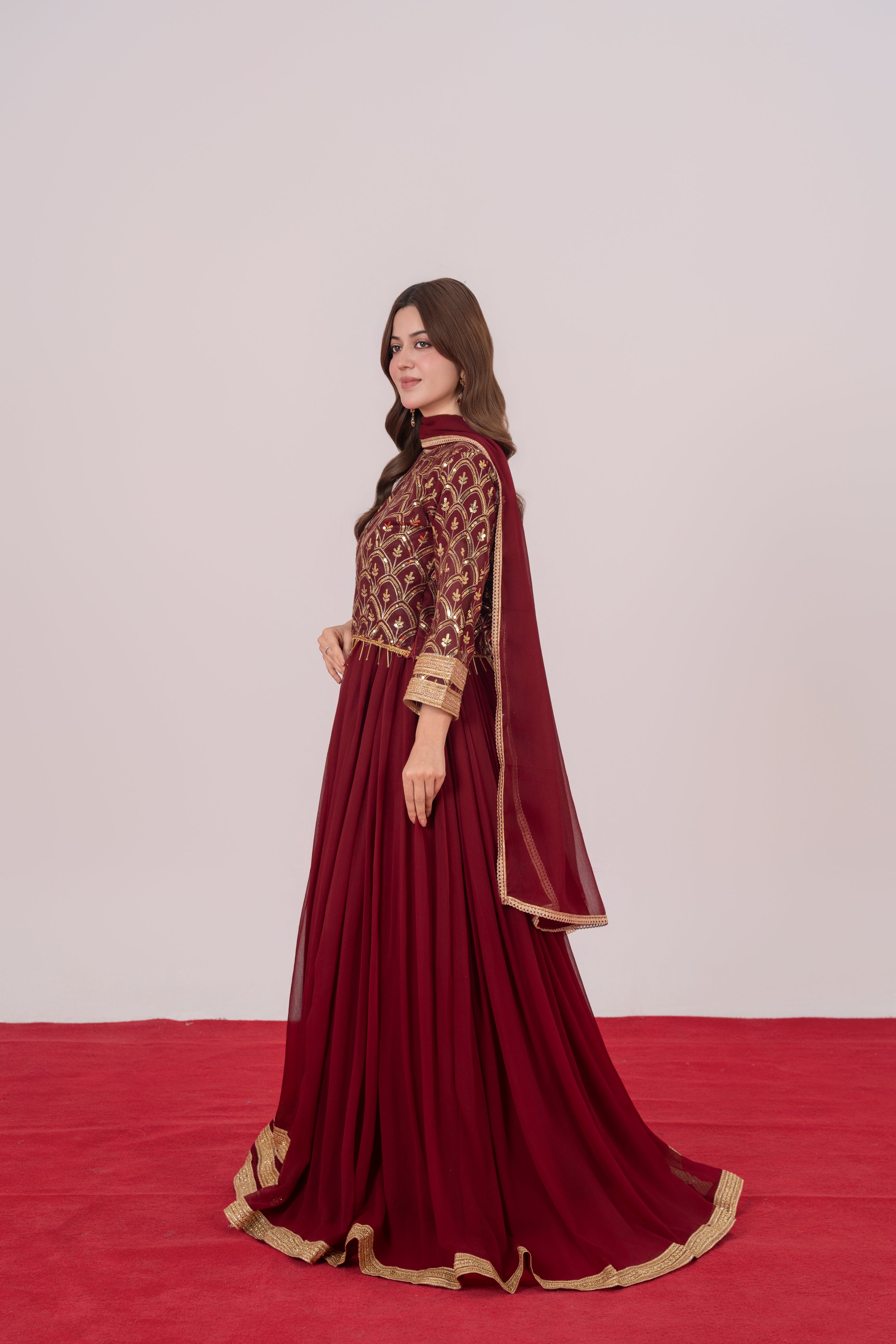 Mehrma Deep Maroon Lehnga