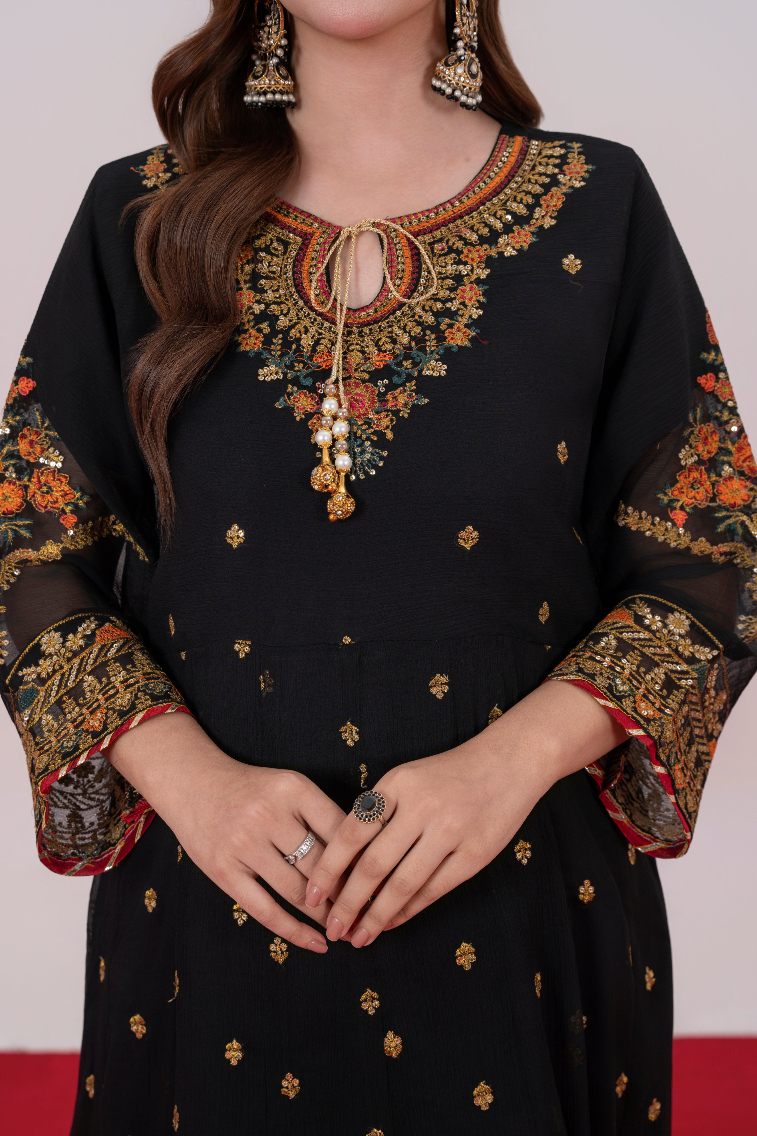 Zarminah - Black Chiffon Flare Frock