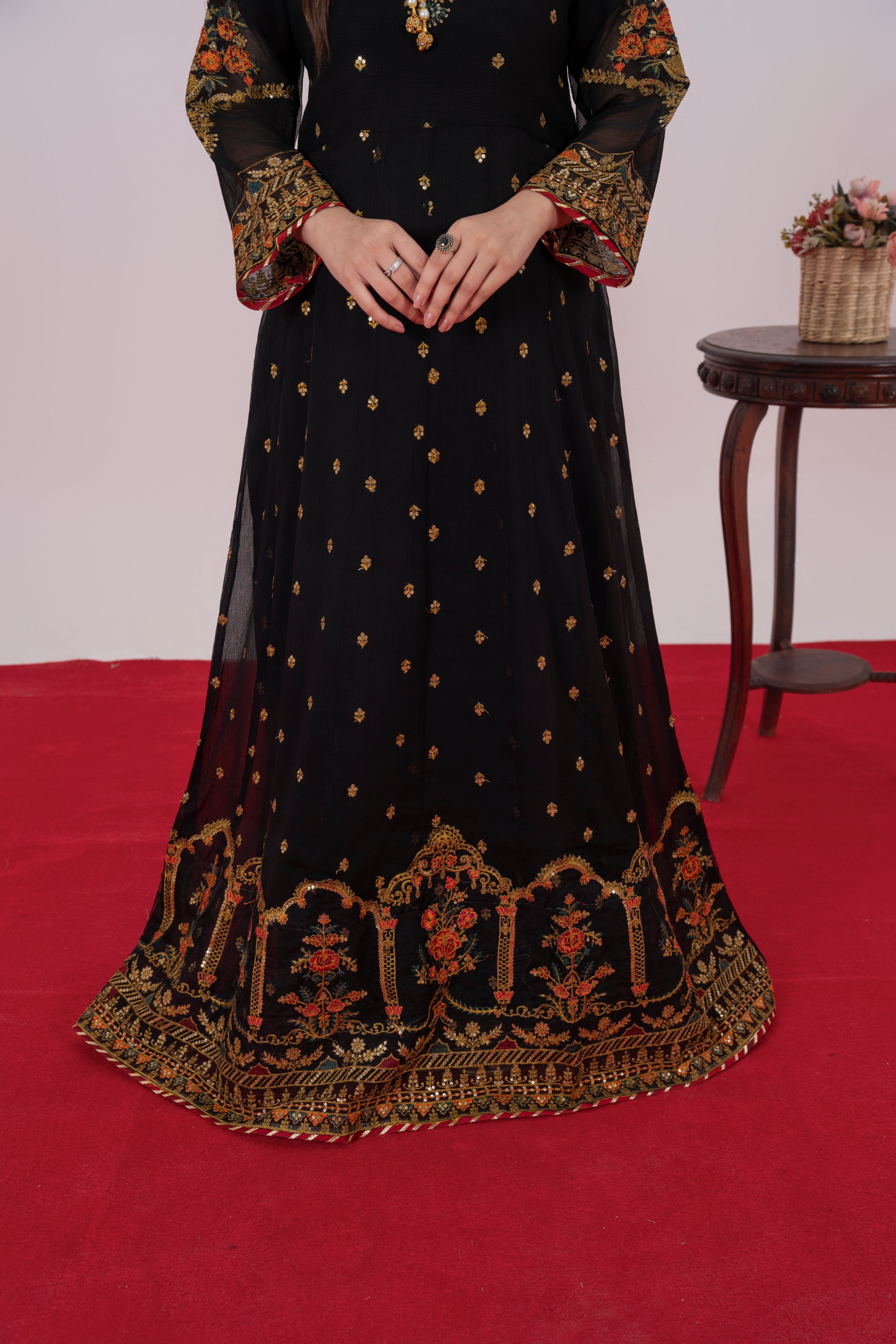 Zarminah - Black Chiffon Flare Frock