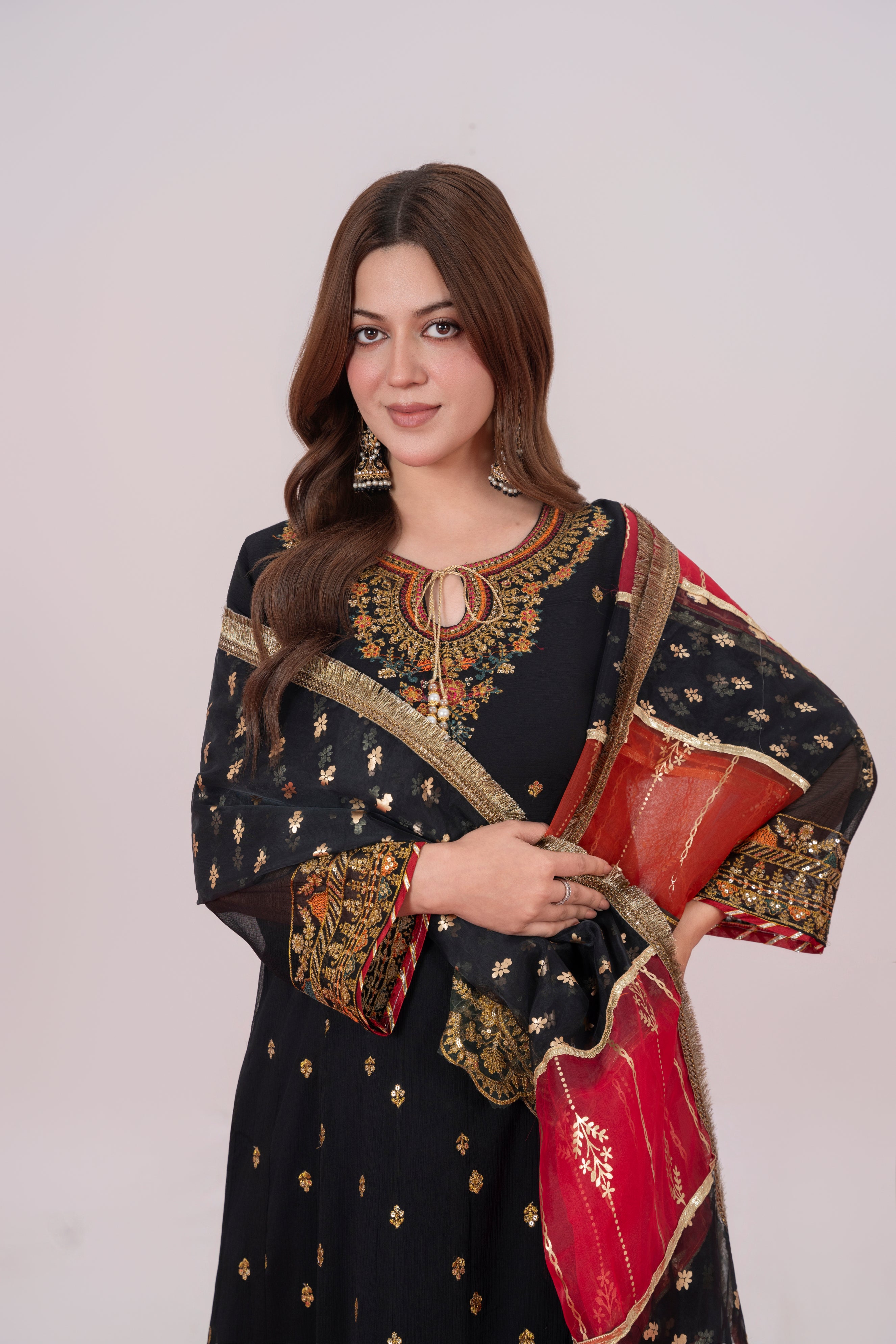 Zarminah - Black Chiffon Flare Frock
