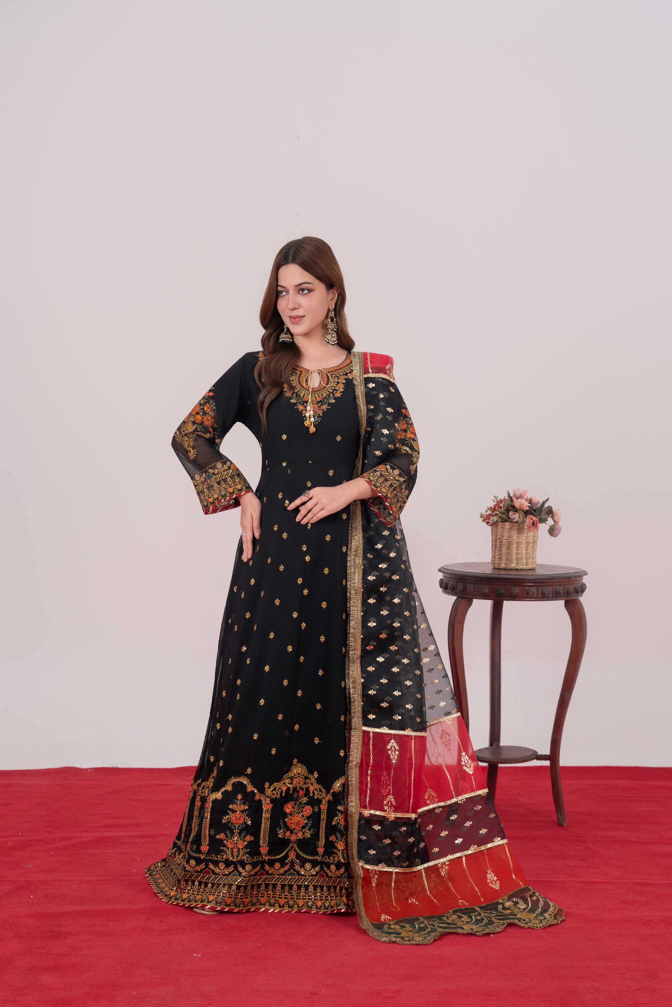 Zarminah - Black Chiffon Flare Frock