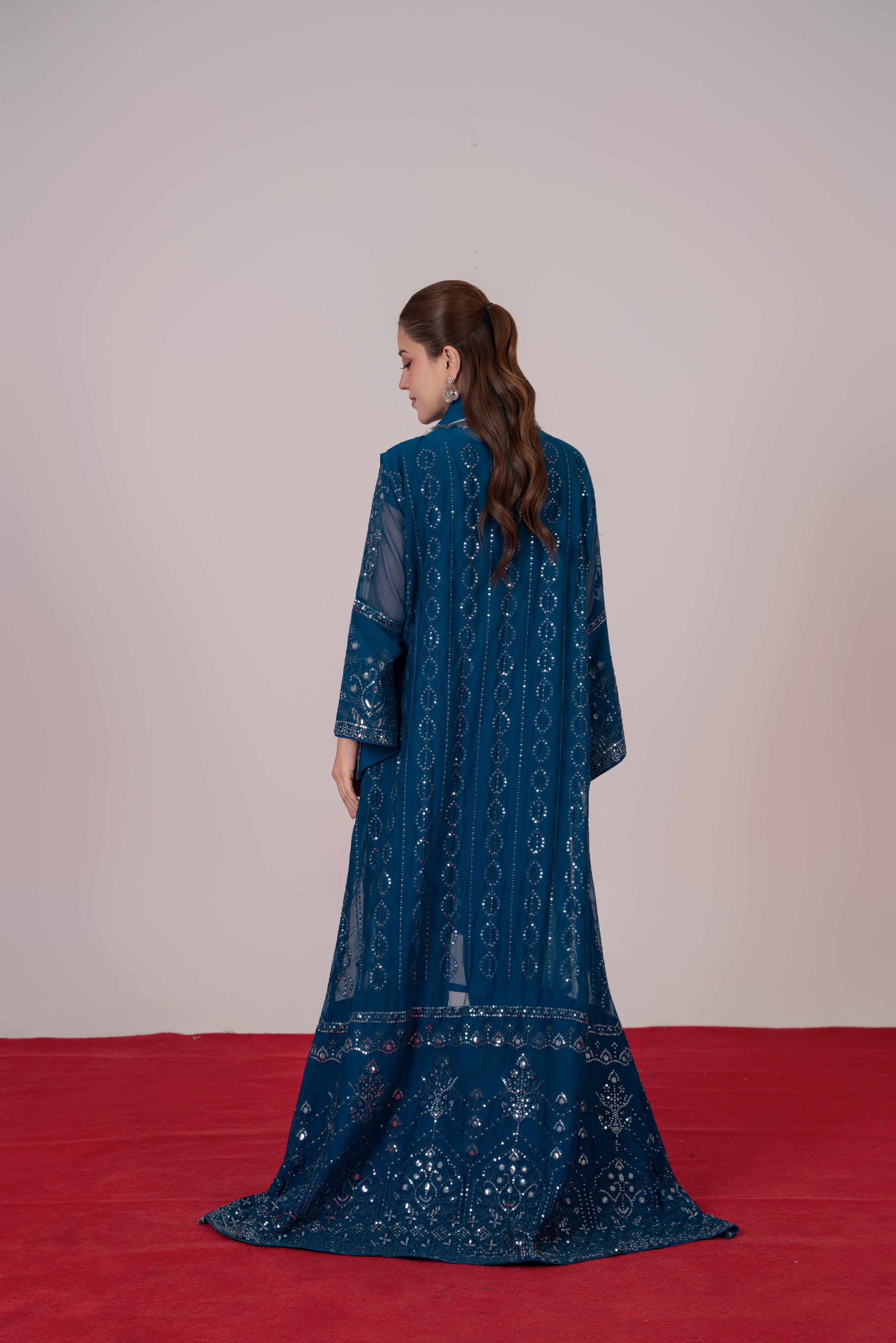 Mira - Teal Blue Chiffon Gown