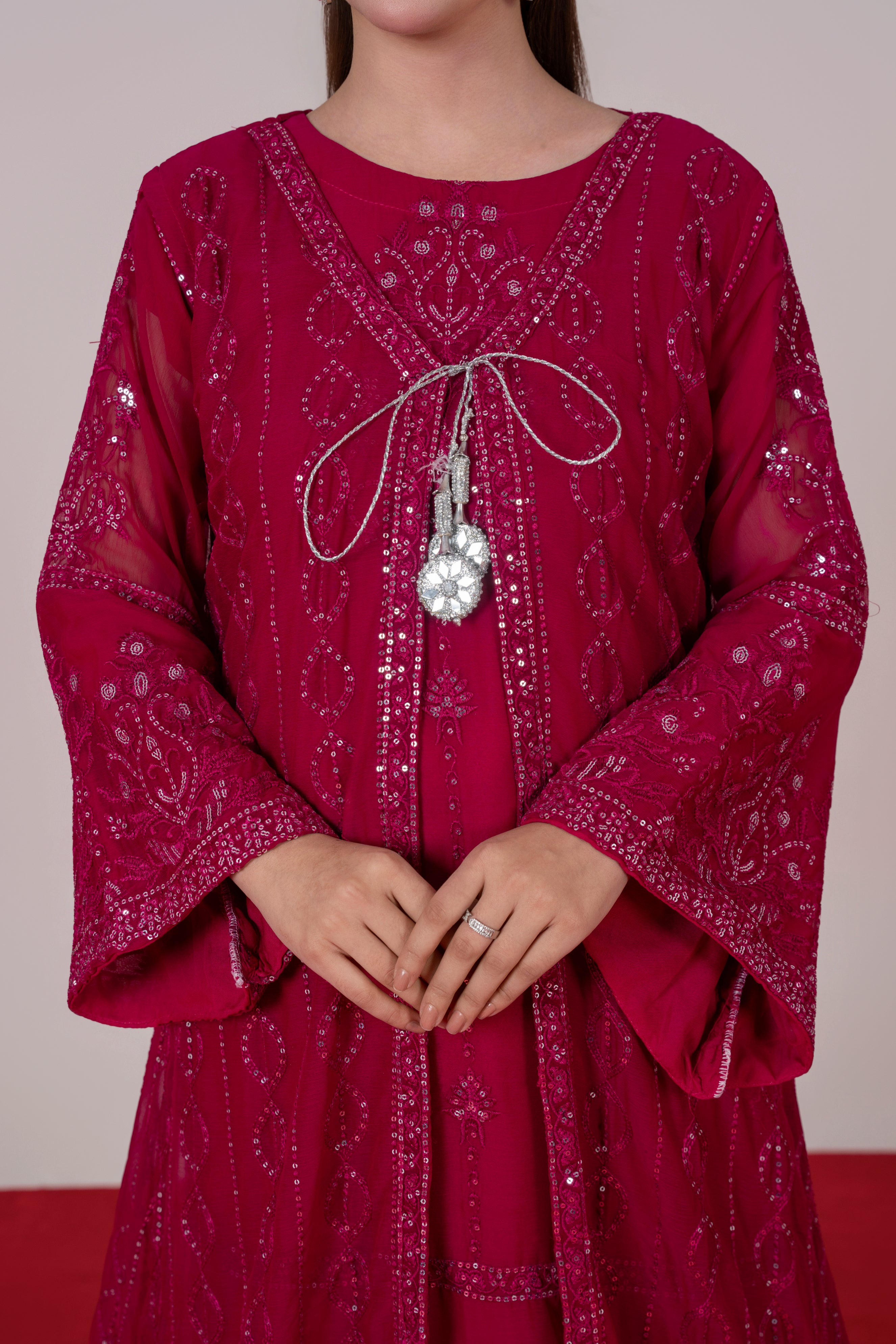 Mira - Hot Pink Chiffon Gown