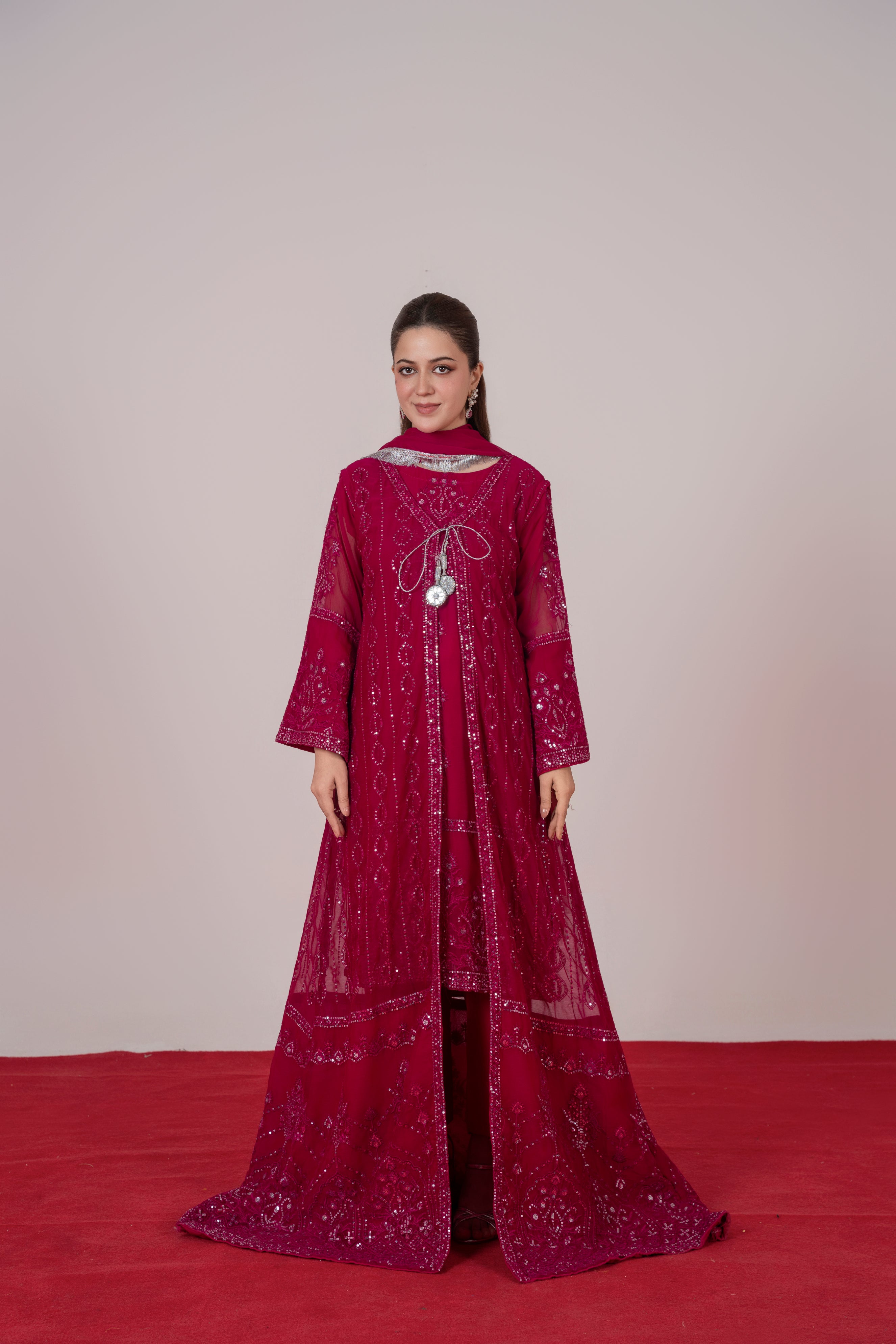 Mira - Hot Pink Chiffon Gown