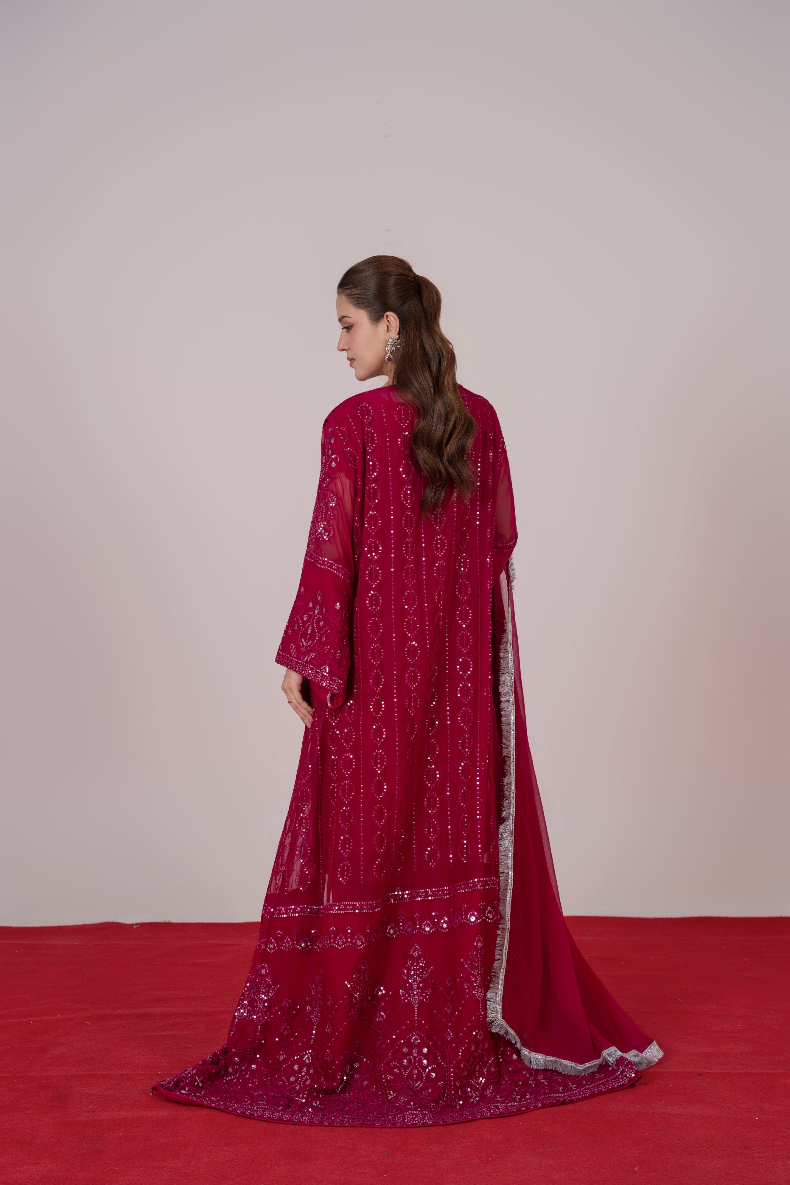 Mira - Hot Pink Chiffon Gown