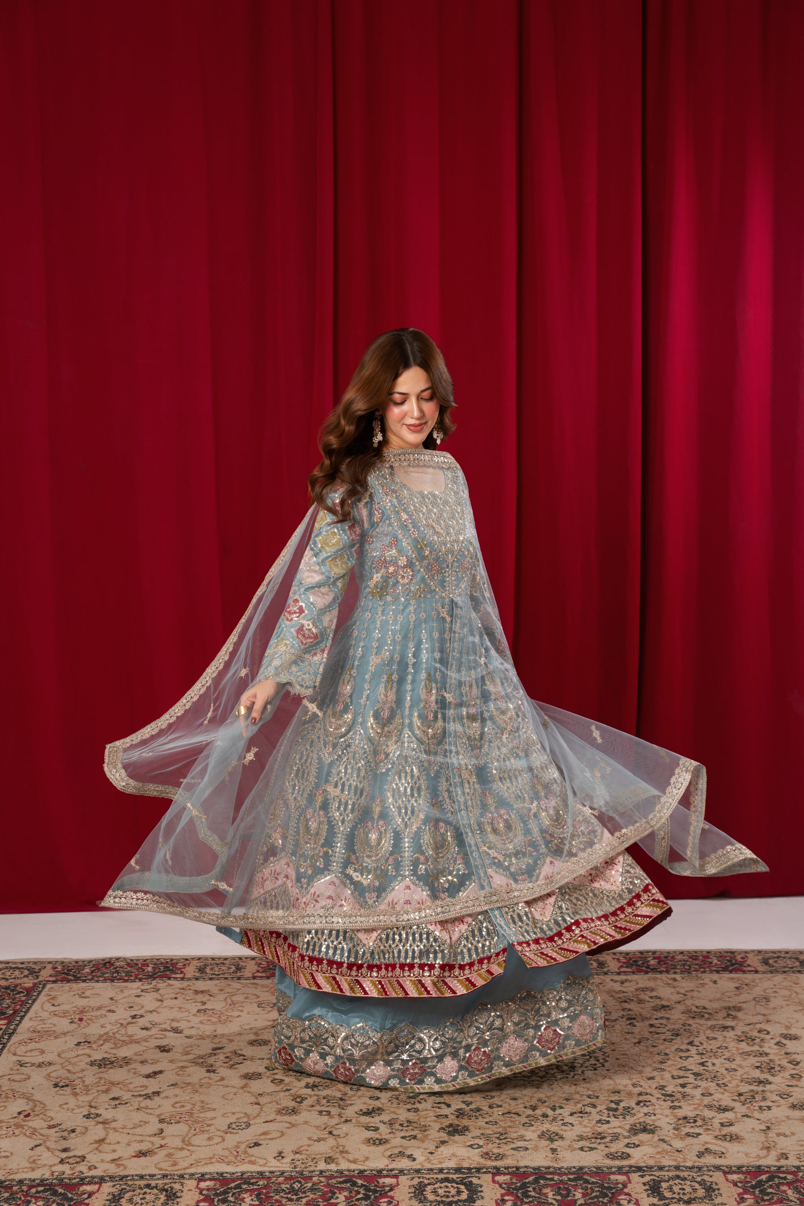 Zarlish Ice Blue Maxi