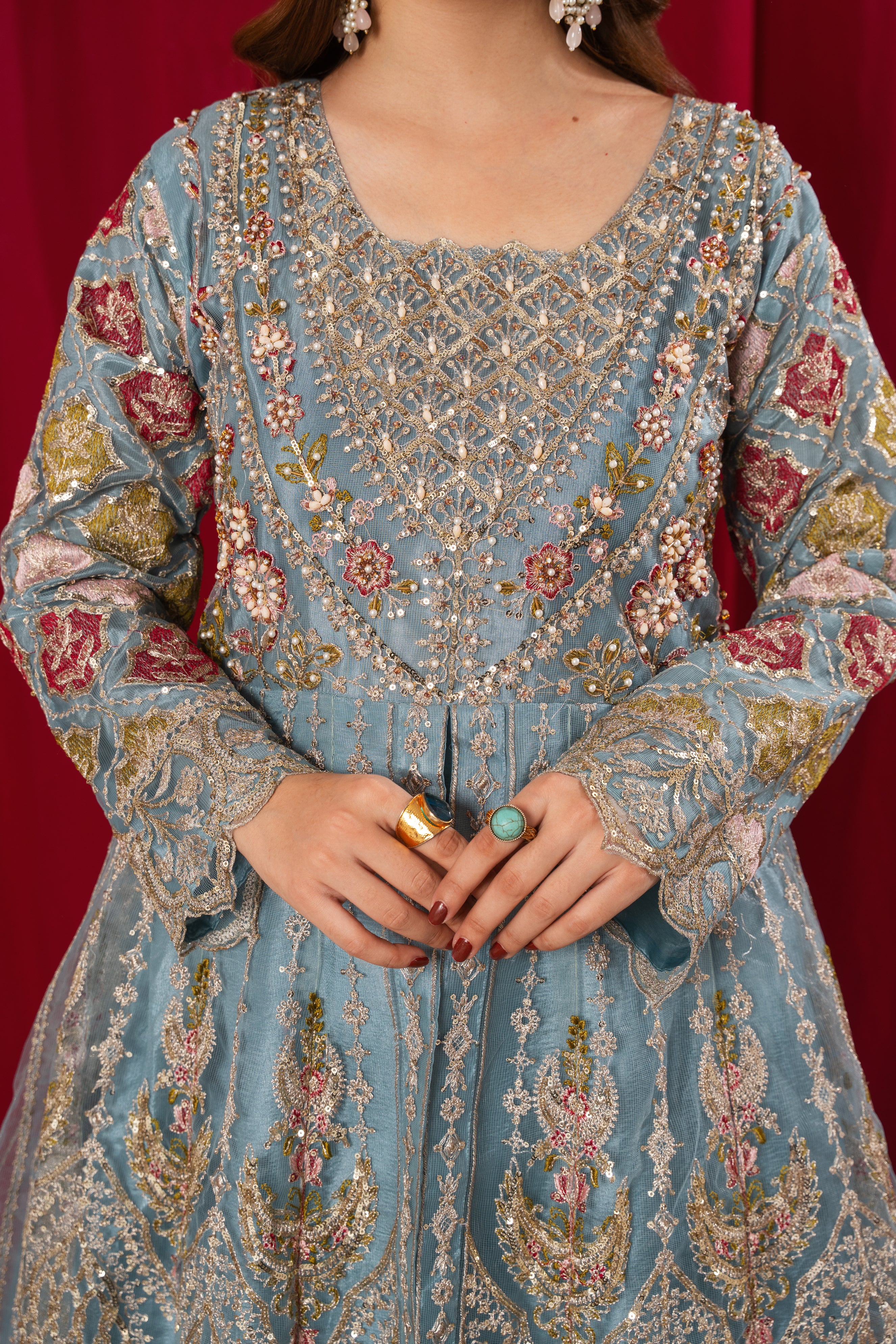 Zarlish Ice Blue Maxi