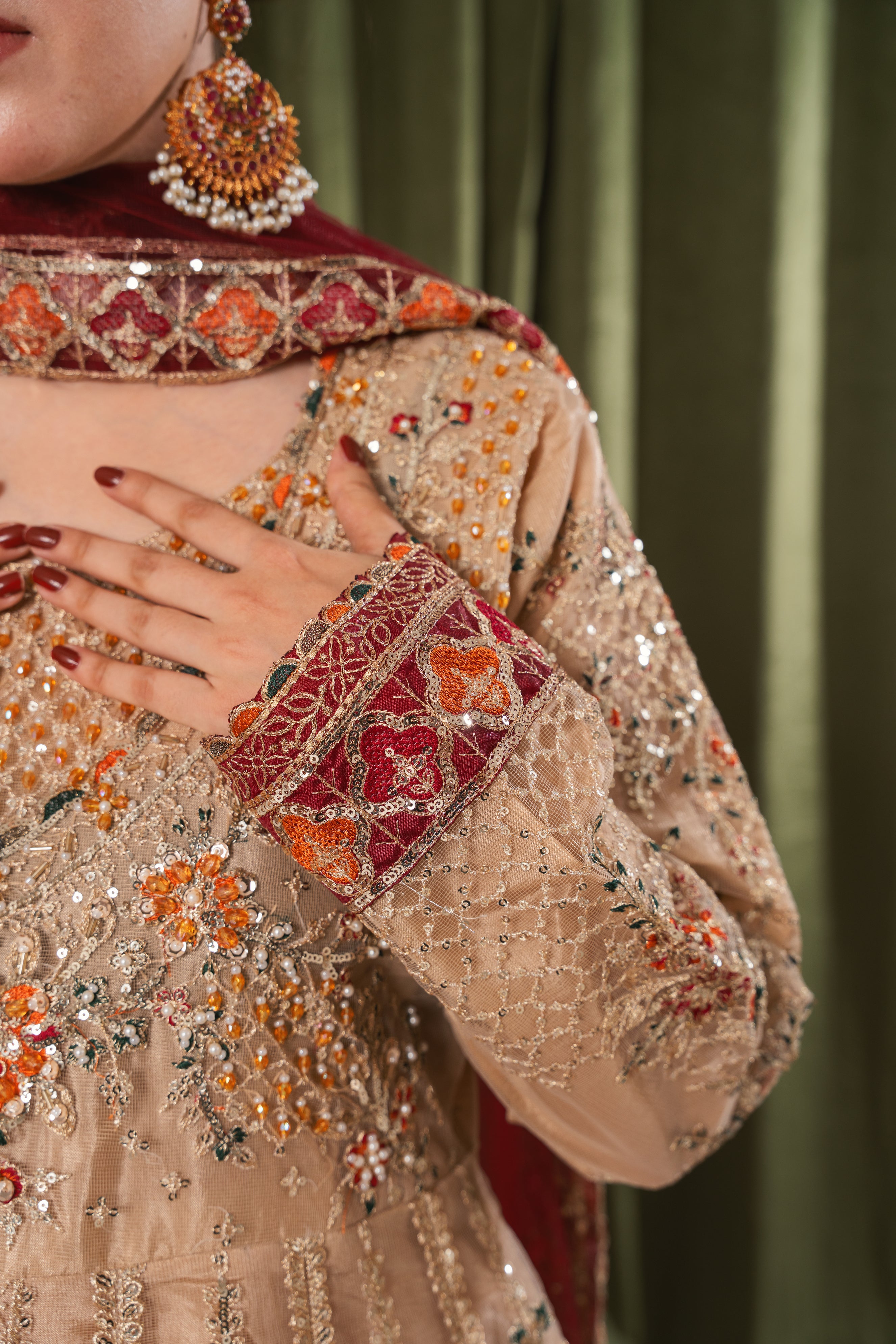 Arzu Sunset Gold & Maroon Maxi