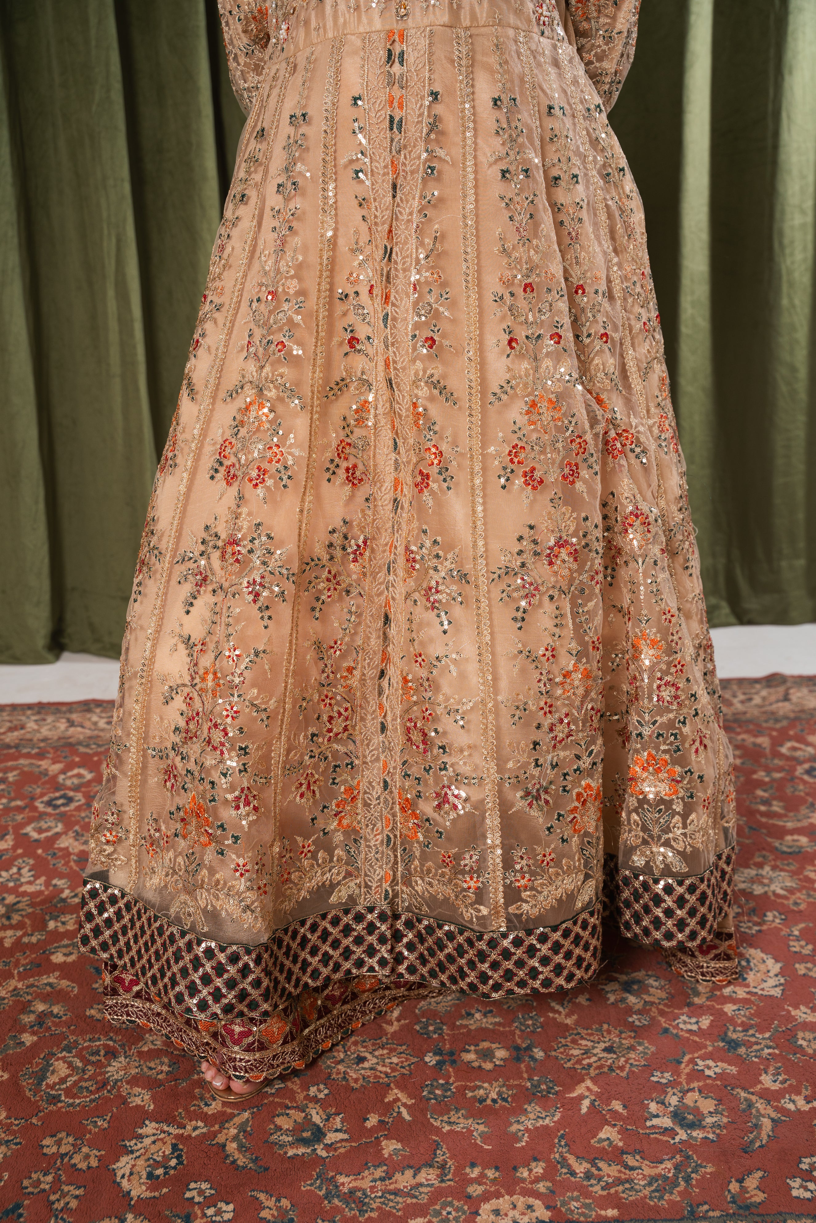 Arzu Sunset Gold & Maroon Maxi