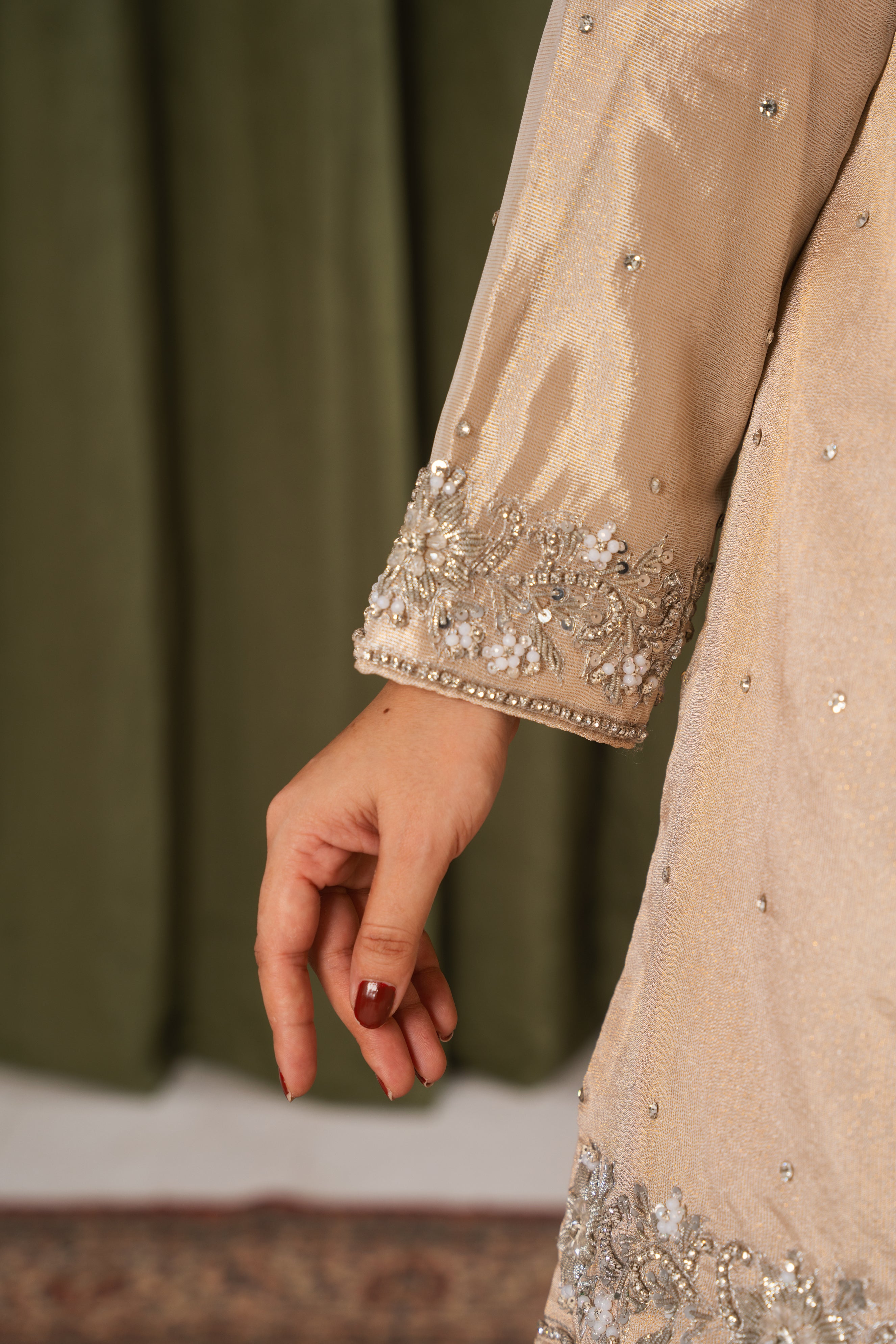 Mahira Farshi Gharara Sunset Gold