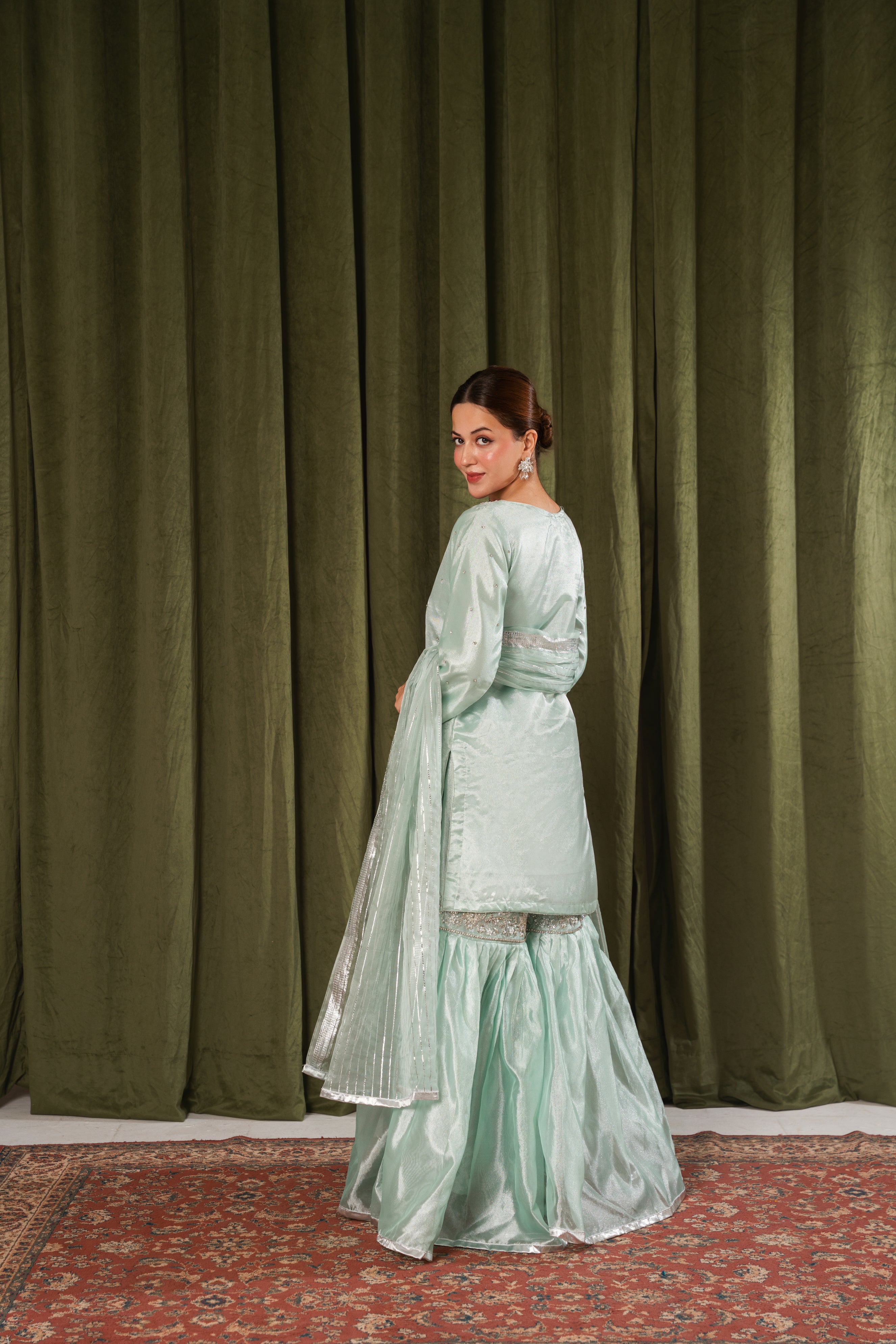 Mahira Farshi Gharara Ice Blue