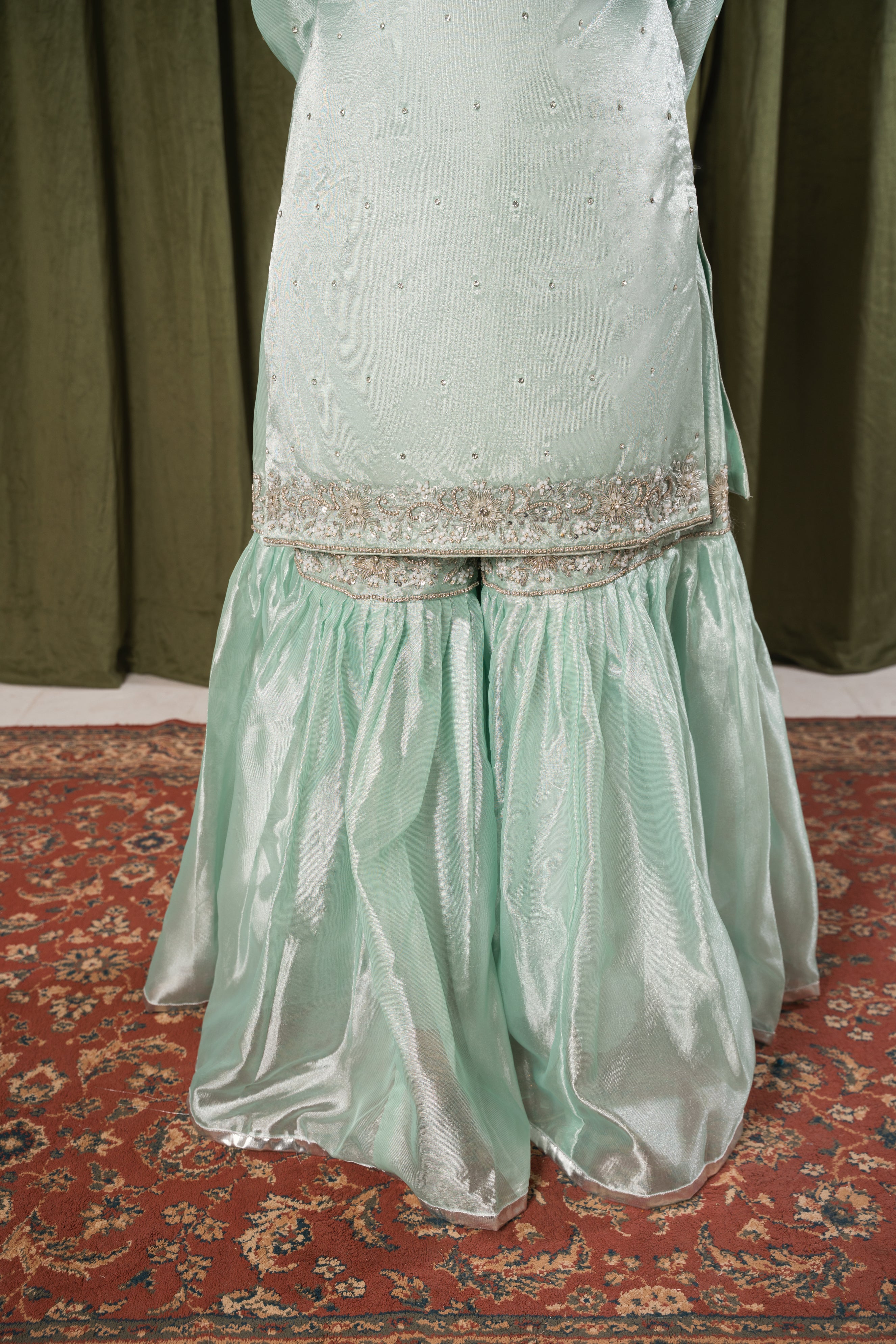 Mahira Farshi Gharara Ice Blue