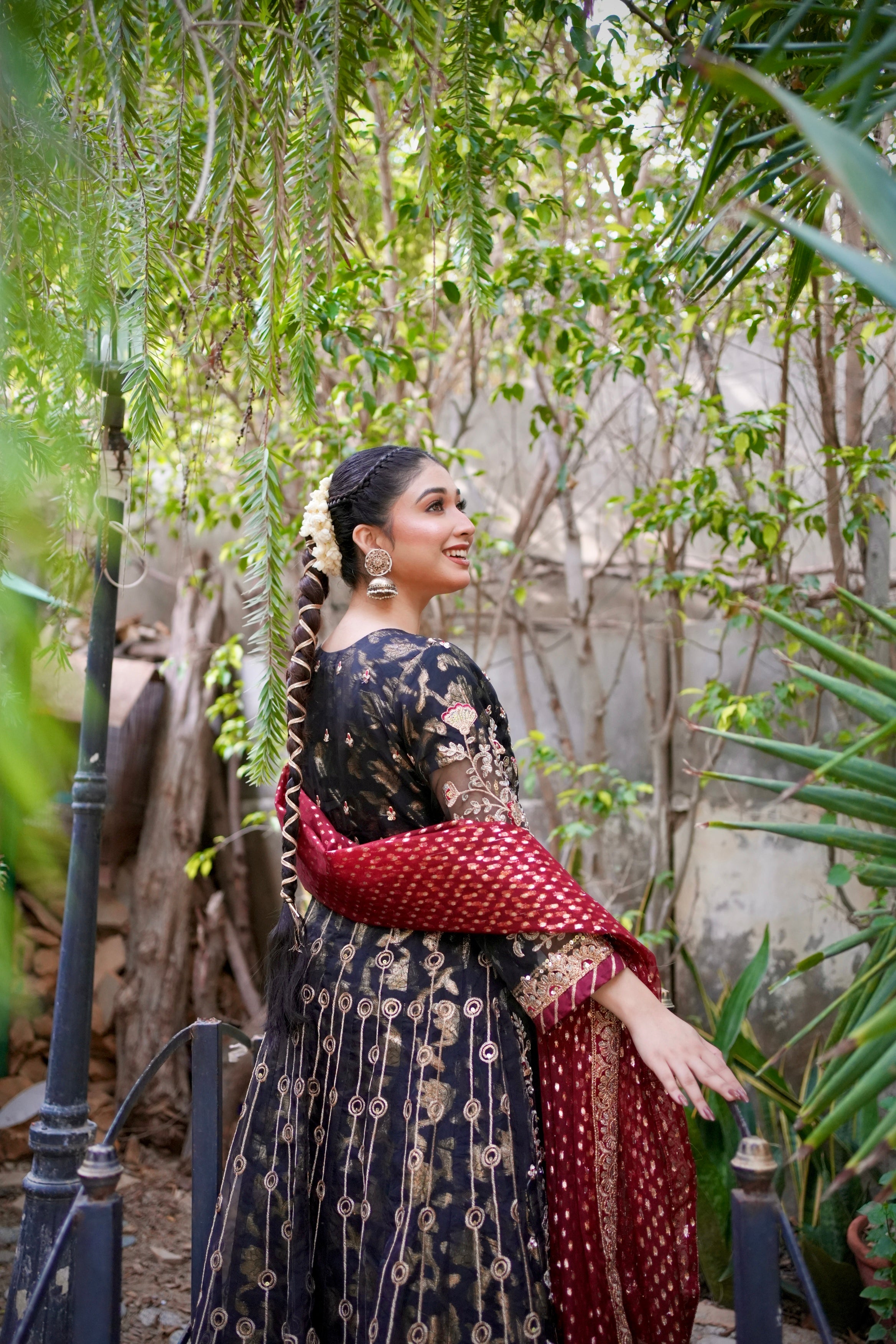 Noor-e-Sahar - Black Flared Angarkha Maxi