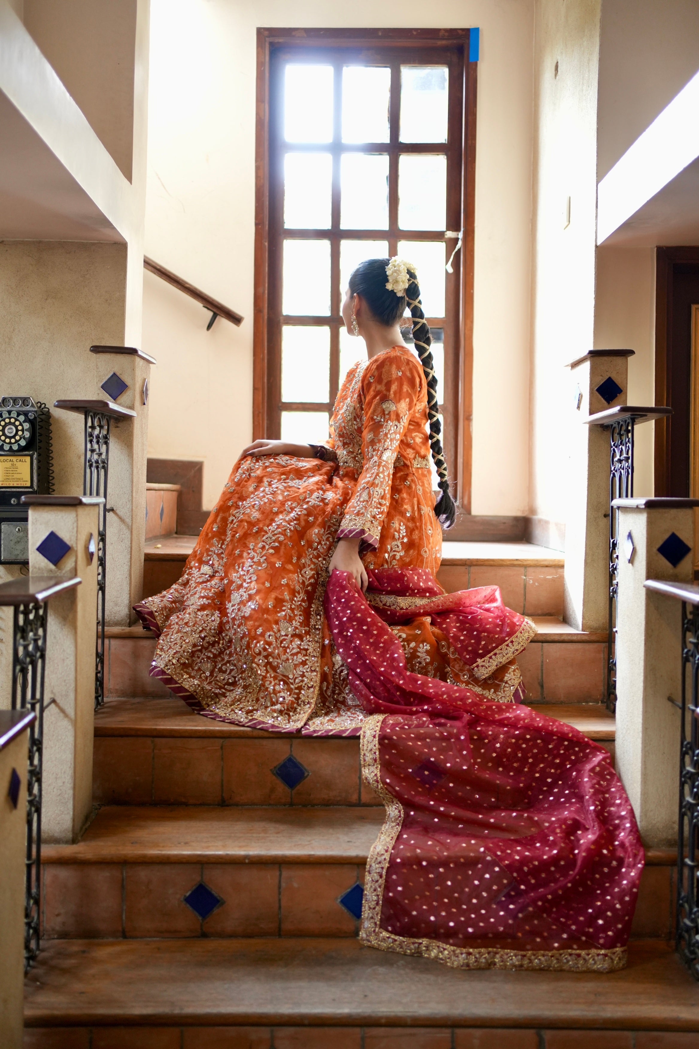 Noor-e-Sahar - Rust Flared Angarkha Maxi